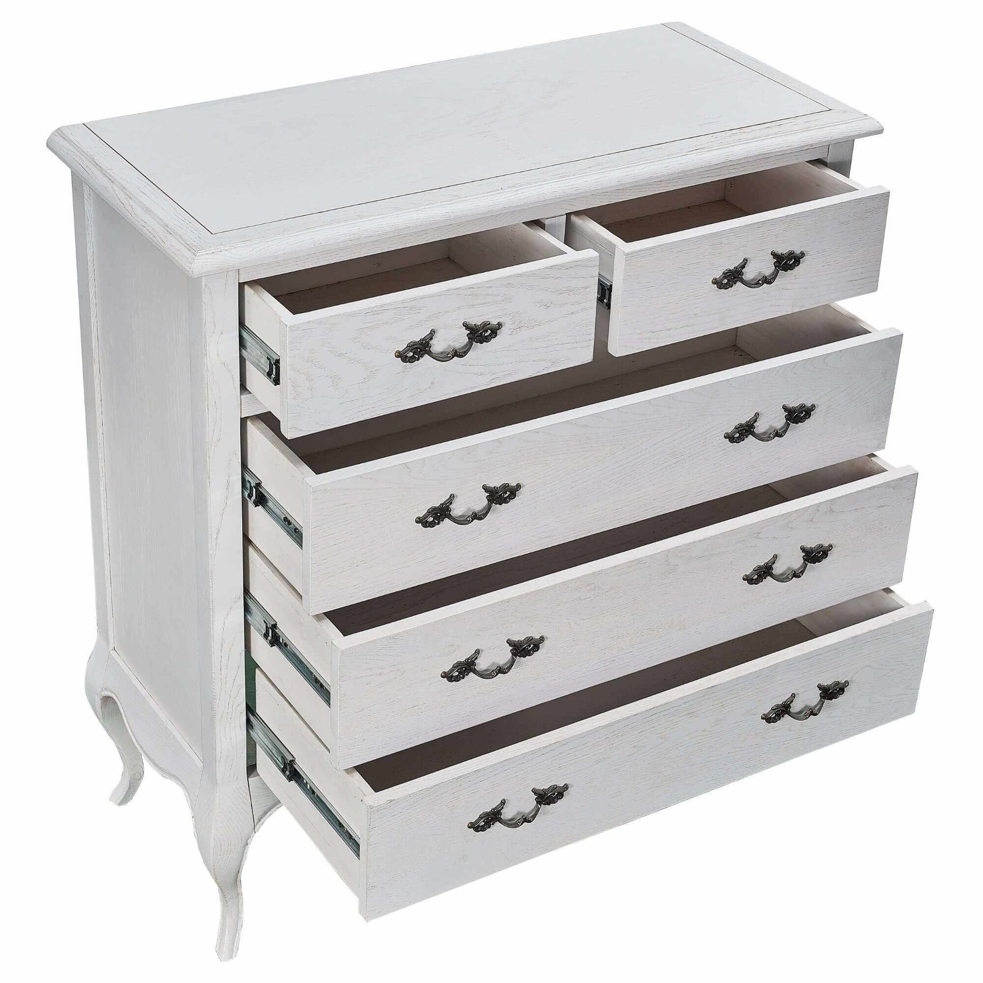 Alice Tallboy Drawer 5 Chest of Drawers - Distressed White