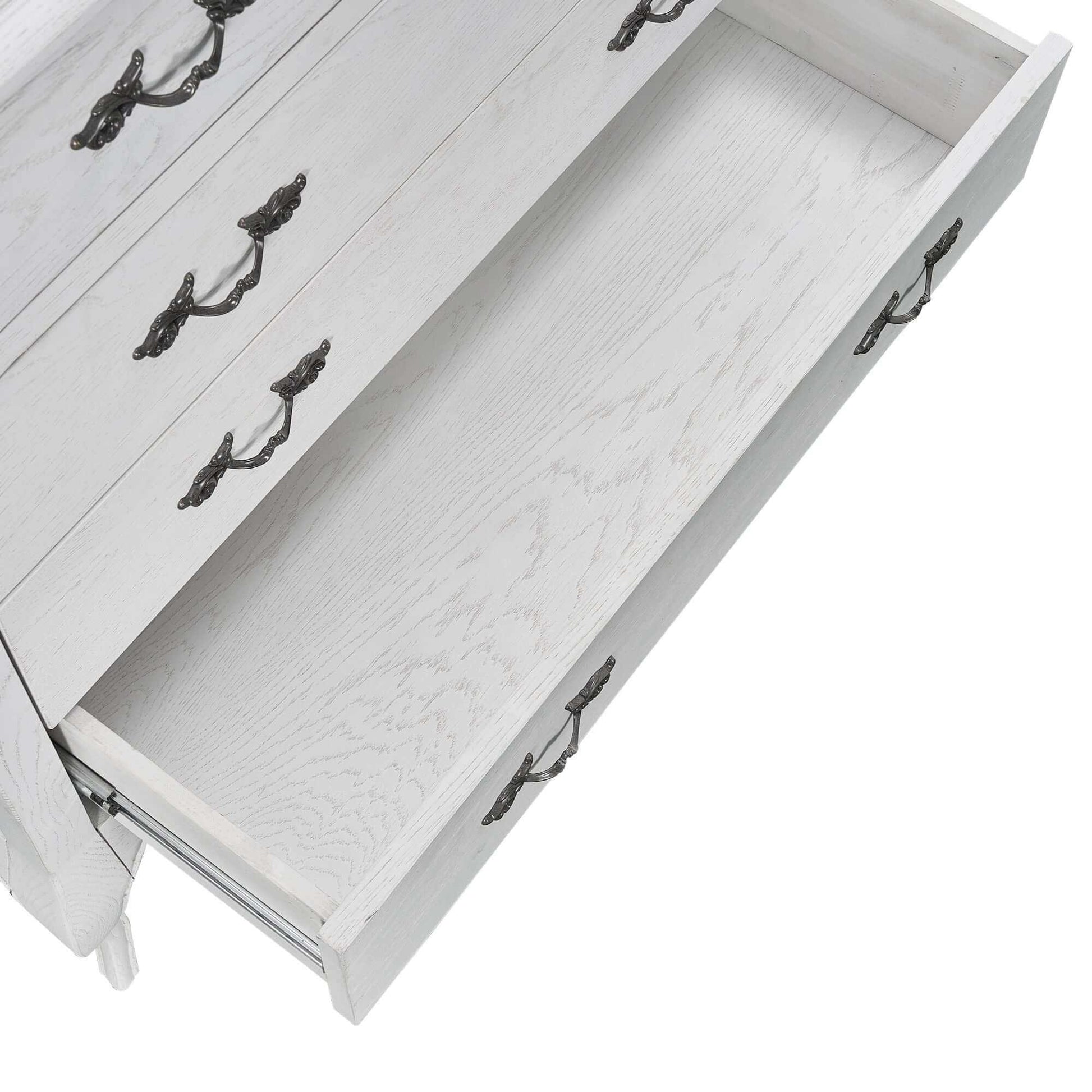 Alice Tallboy Drawer 5 Chest of Drawers - Distressed White