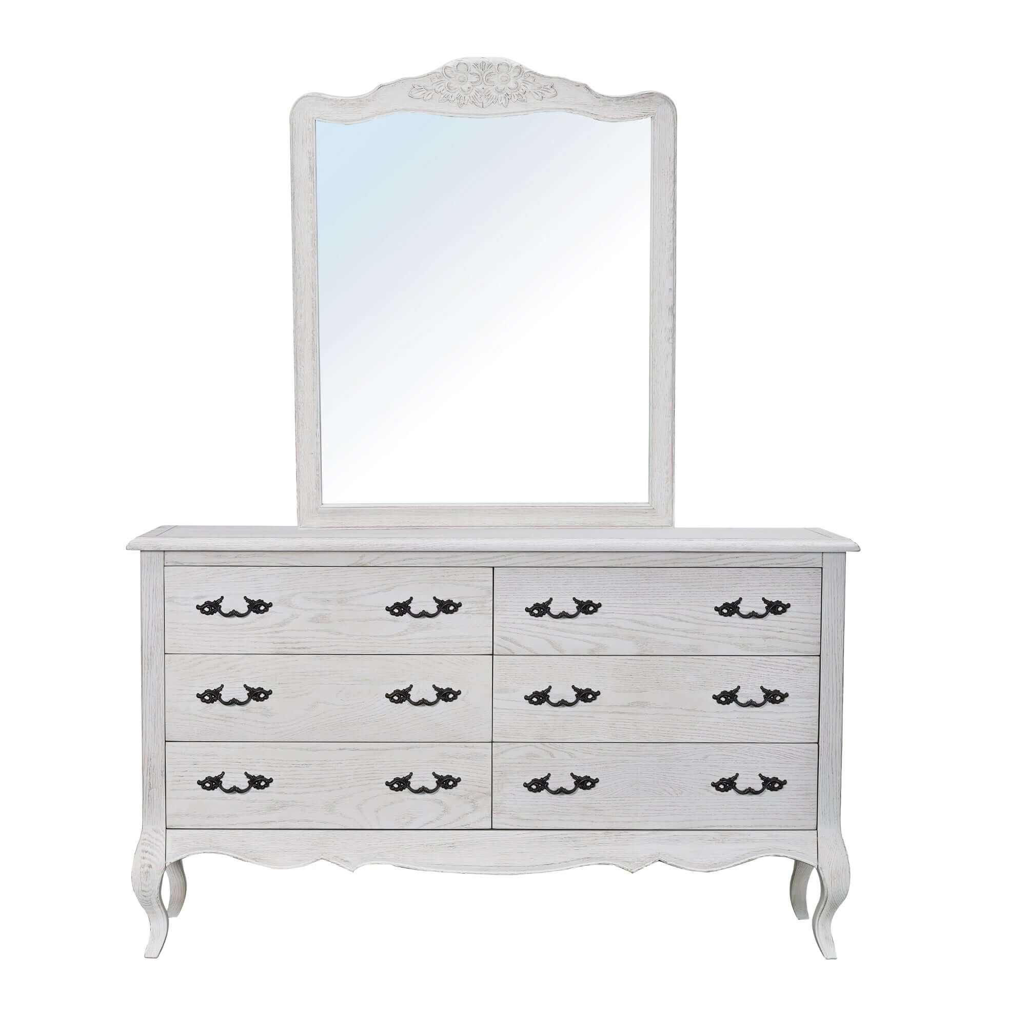 mirrored dresser 6 drawers