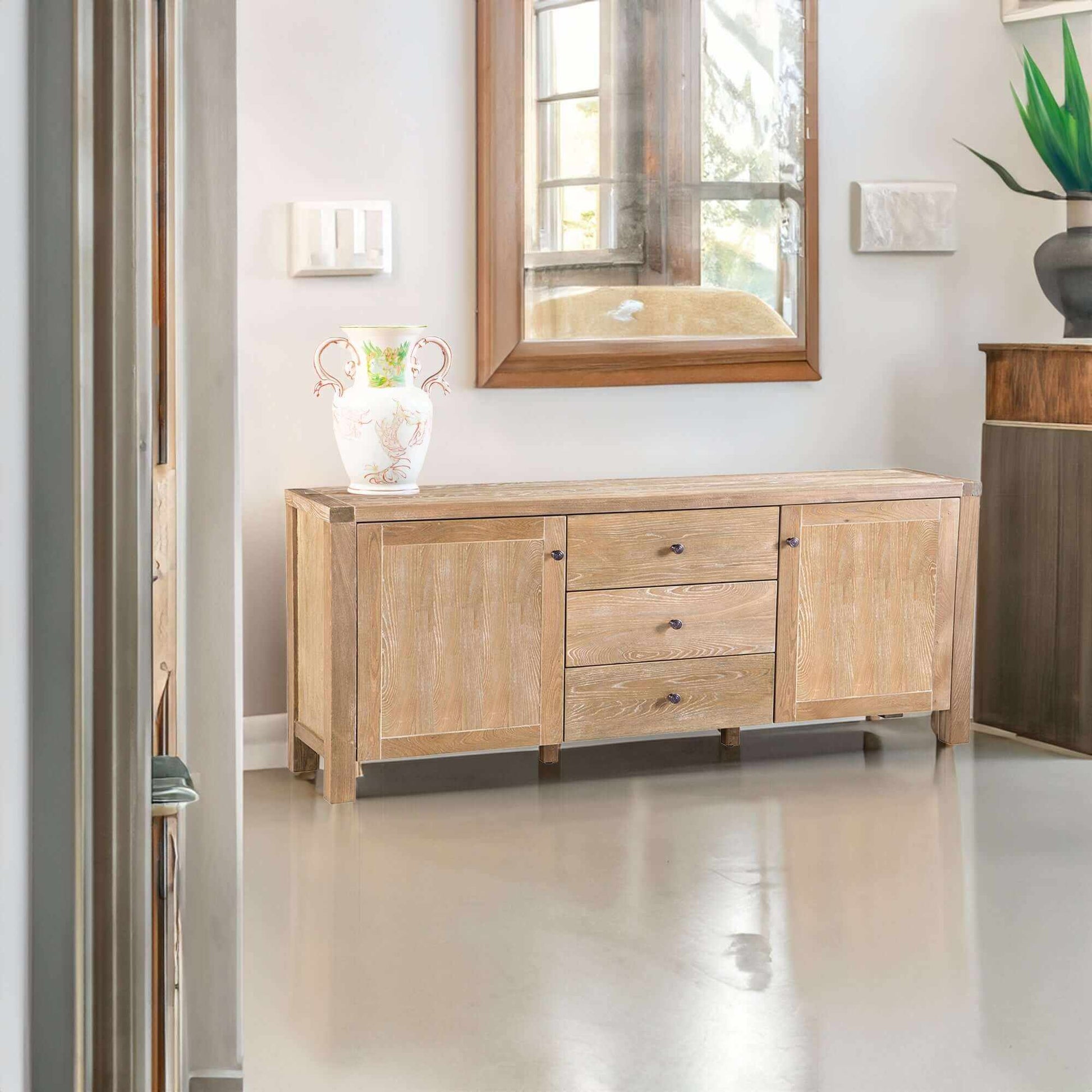Woodland 180cm 3 Drawer 2 Door Wooden Buffet Natural