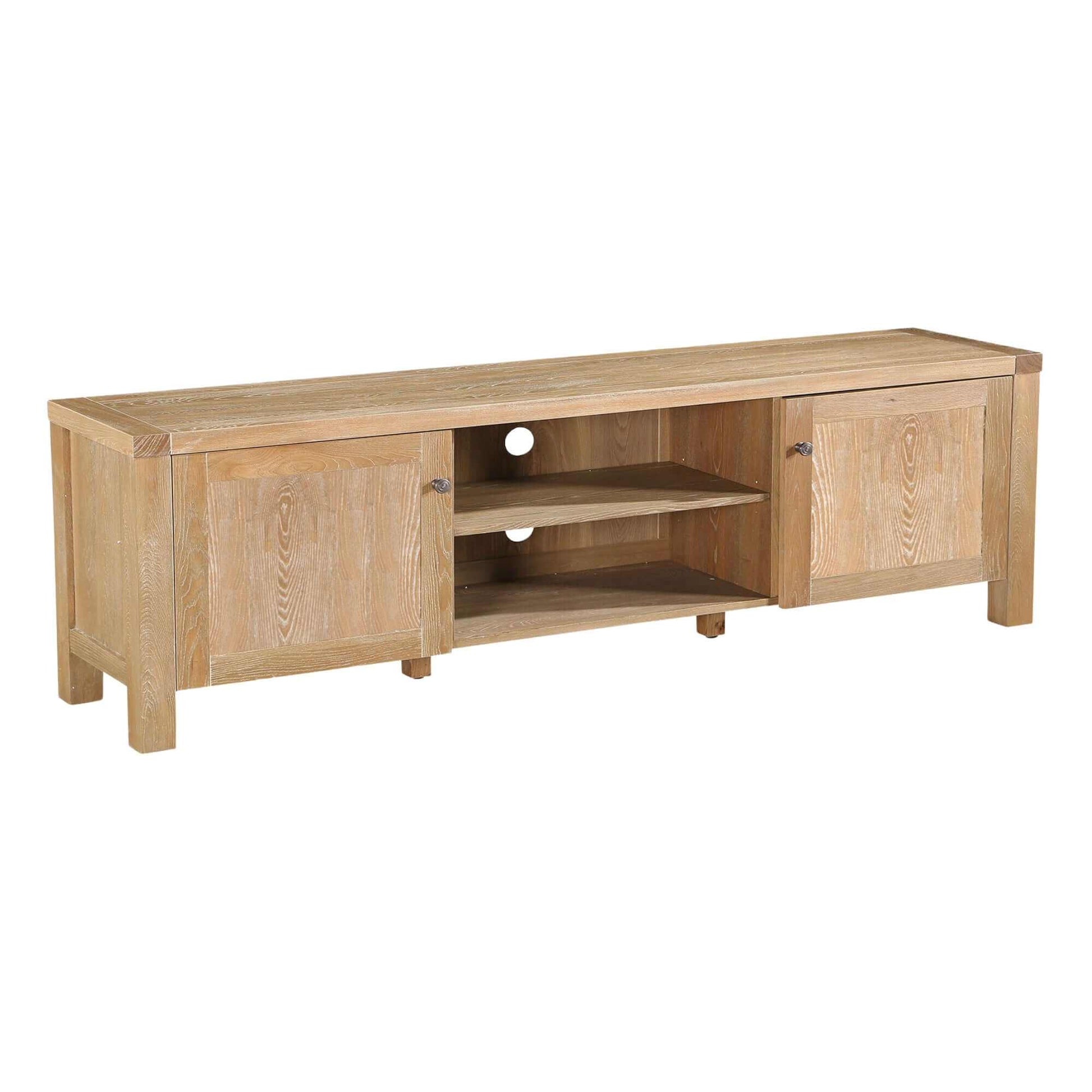 Woodland 180cm Entertainment Unit Timber Wood 2 Door Natural