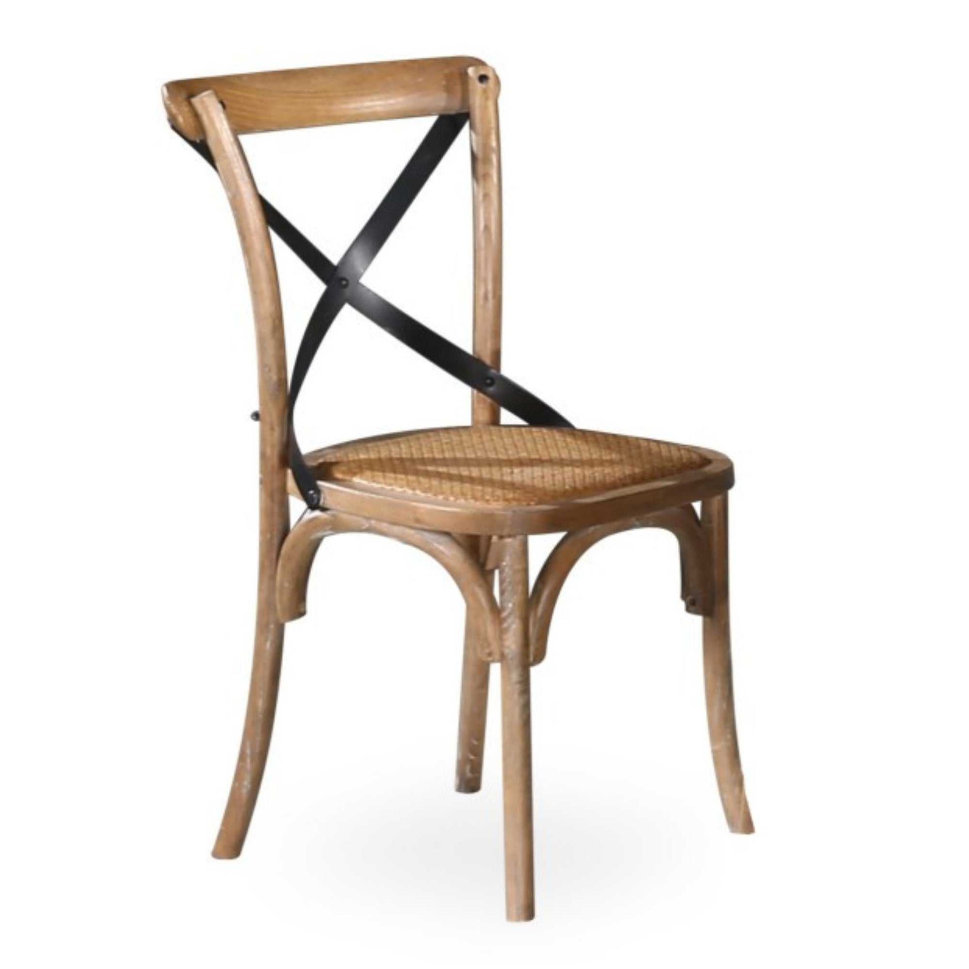 Woodland 6pc Set Dining Chair X-Back Birch Timber Wood Woven Seat Natu