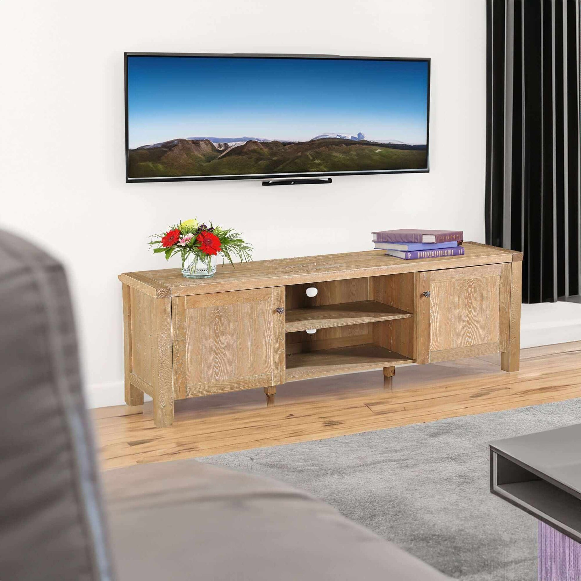 Woodland 140cm 2 Door TV Cabinet - Natural
