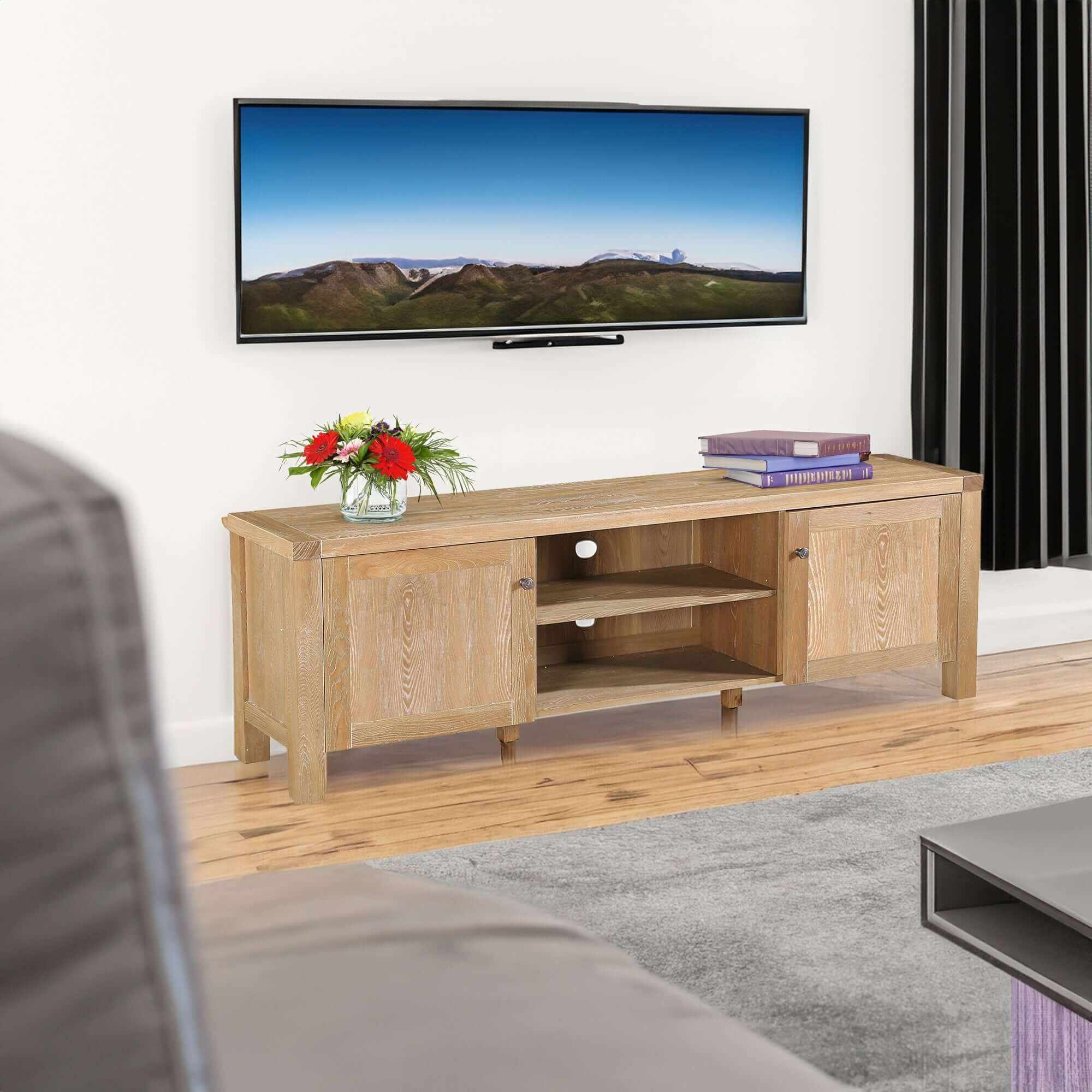 Woodland 140cm 2 Door TV Cabinet - Natural