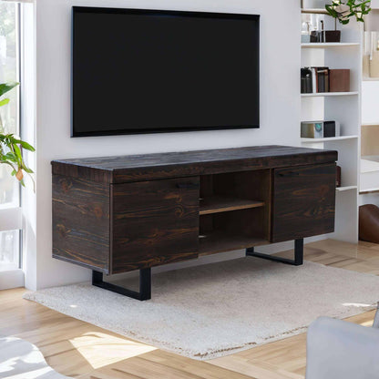 Rustica 2 Door Mid Century Media Console - Black