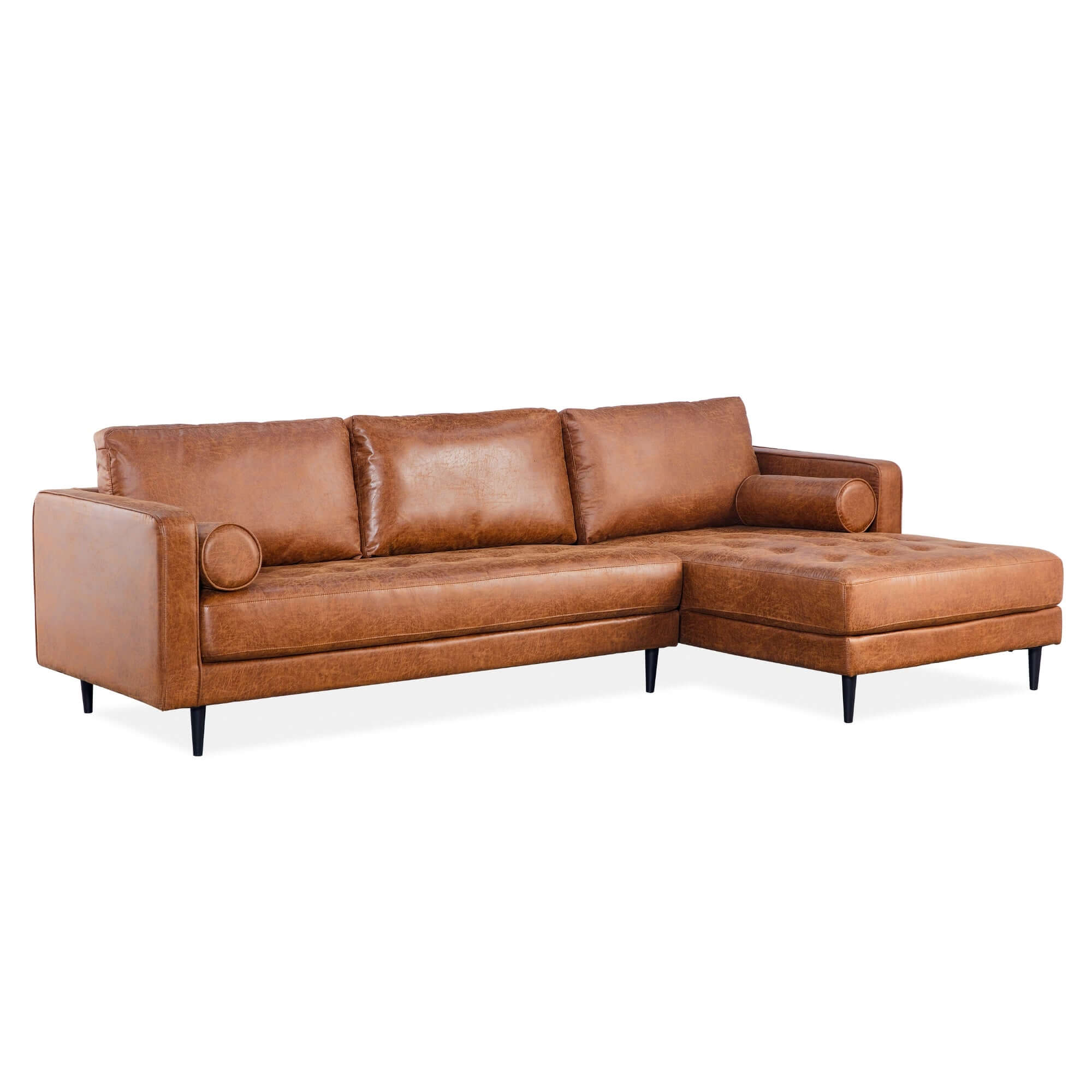 Chelsea 2-Seater Sofa with RHF Chaise - Light Brown-Upinteriors