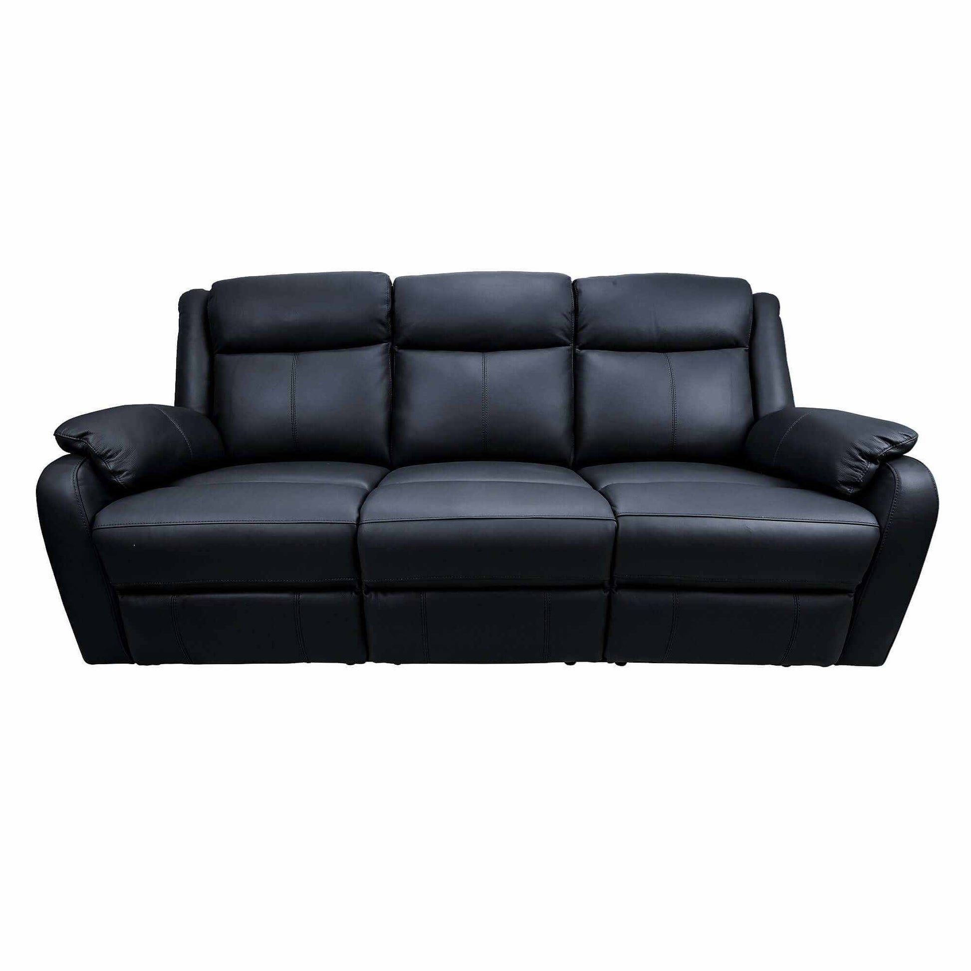 Bella 3+1+1 Seater Genuine Leather Reclining Sofa - Black