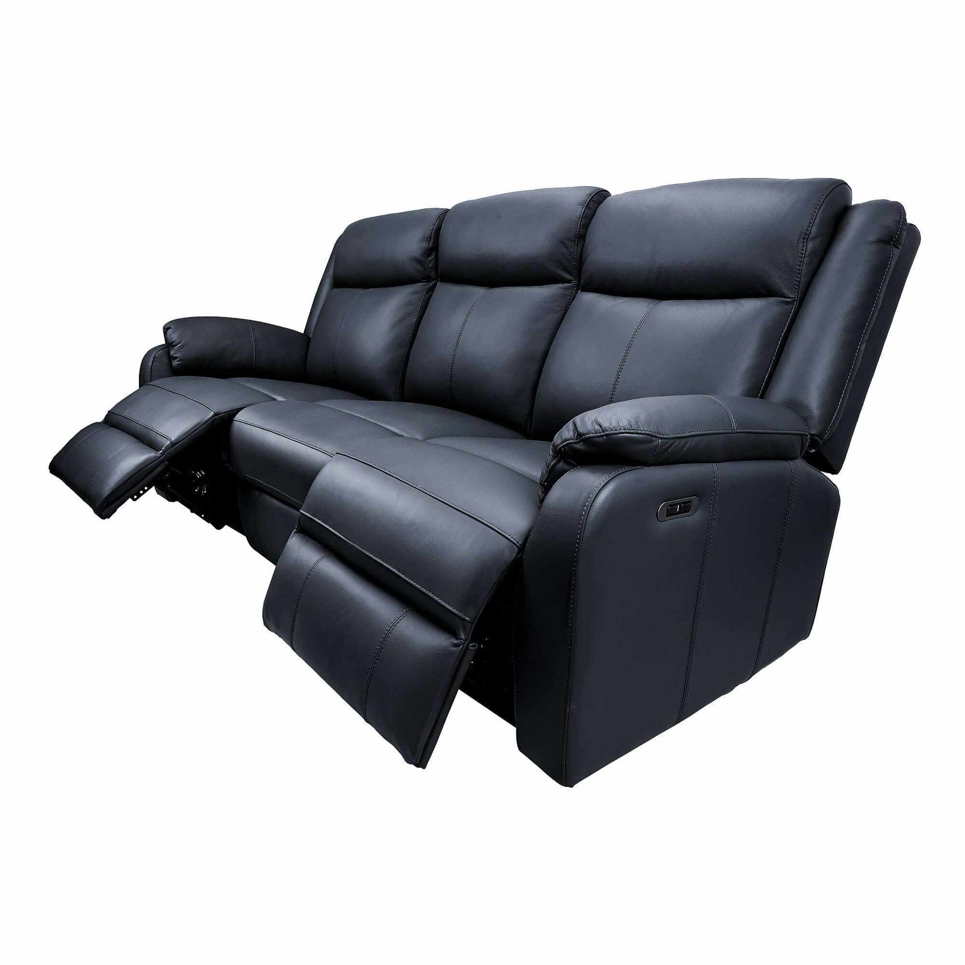 Bella 3+1+1 Seater Genuine Leather Reclining Sofa - Black