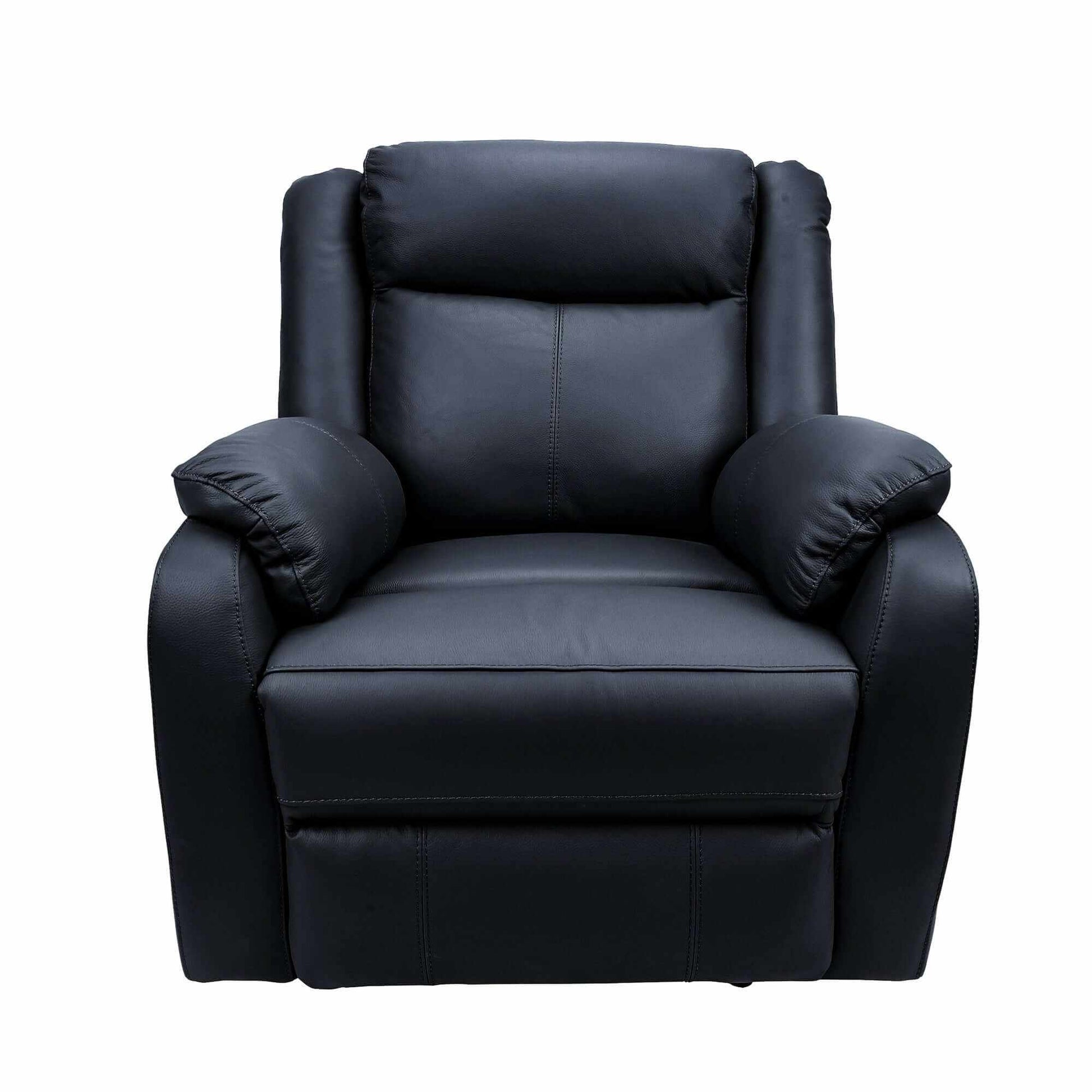 Bella 3+1+1 Seater Genuine Leather Reclining Sofa - Black