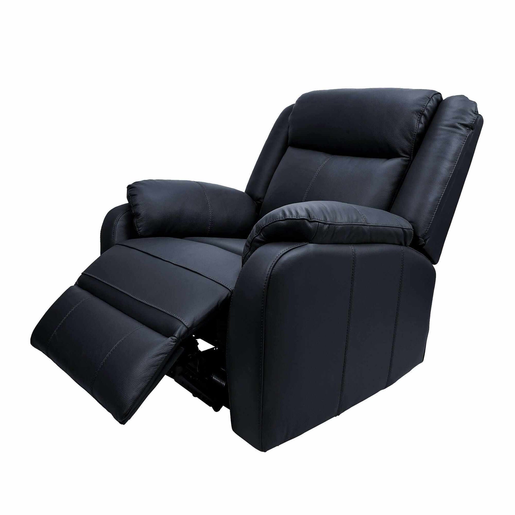 Bella 3+1+1 Seater Genuine Leather Reclining Sofa - Black