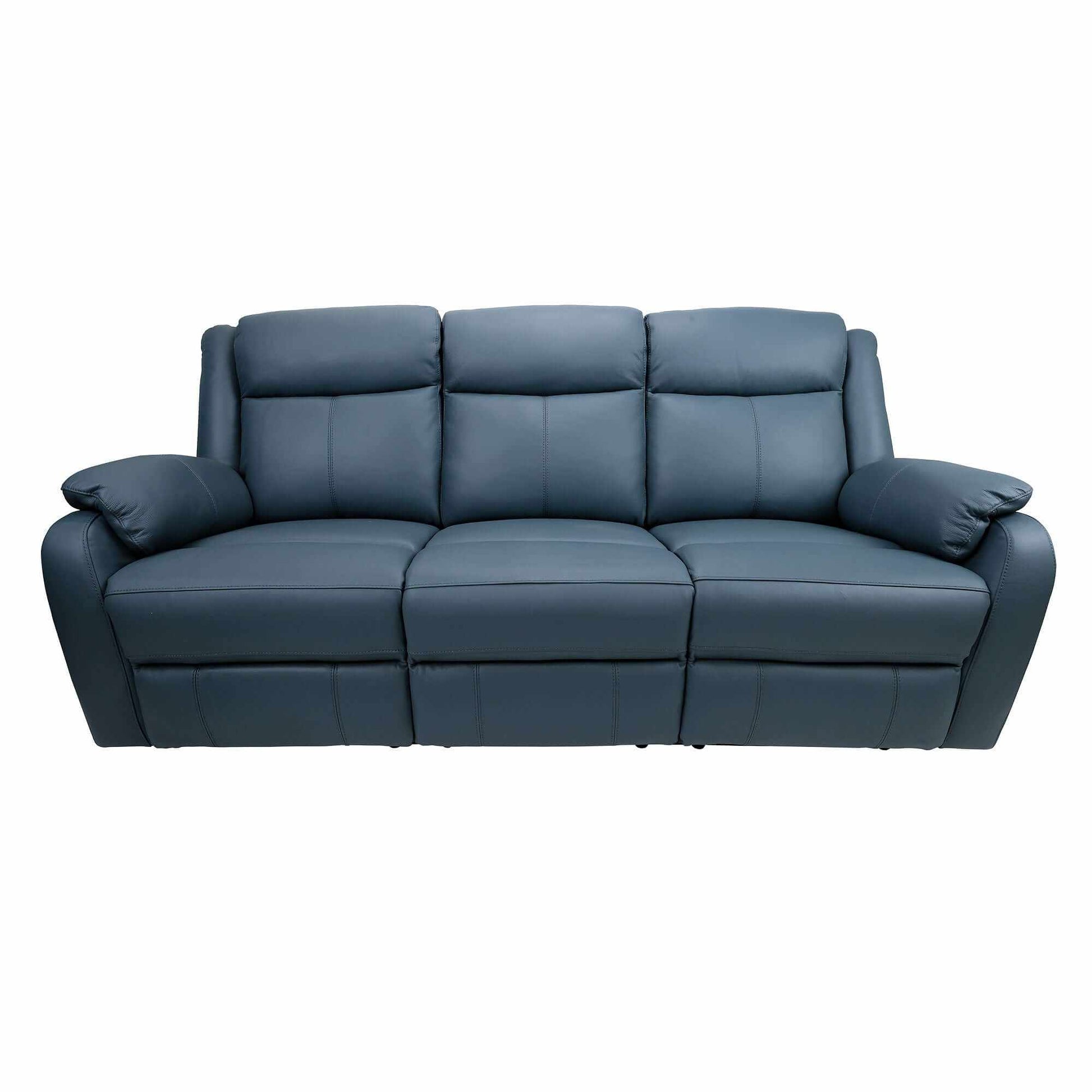Bella 3+1+1 Seater Genuine Leather Recliner Upholstered Lounge - Blue