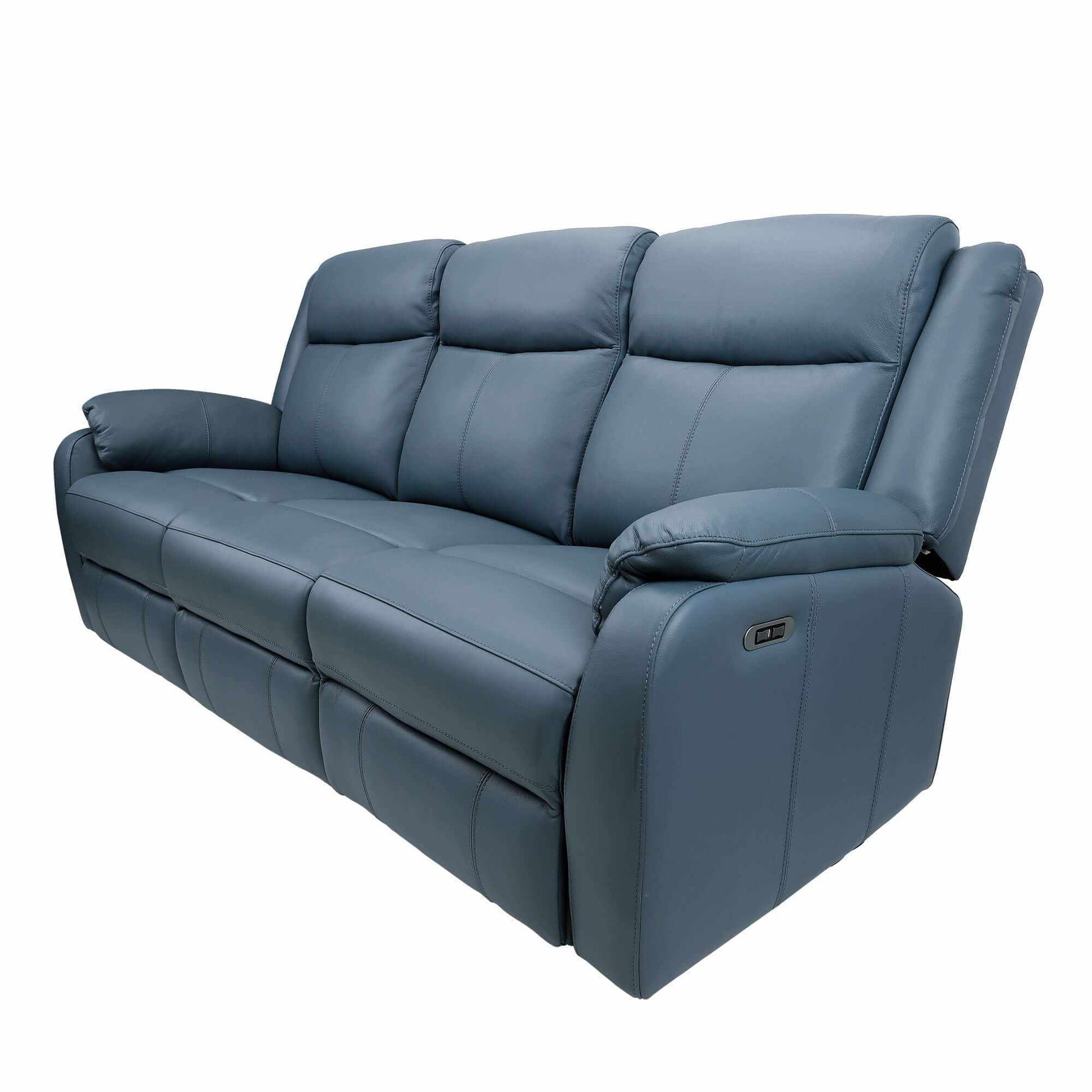 Bella 3+1+1 Seater Genuine Leather Recliner Upholstered Lounge - Blue