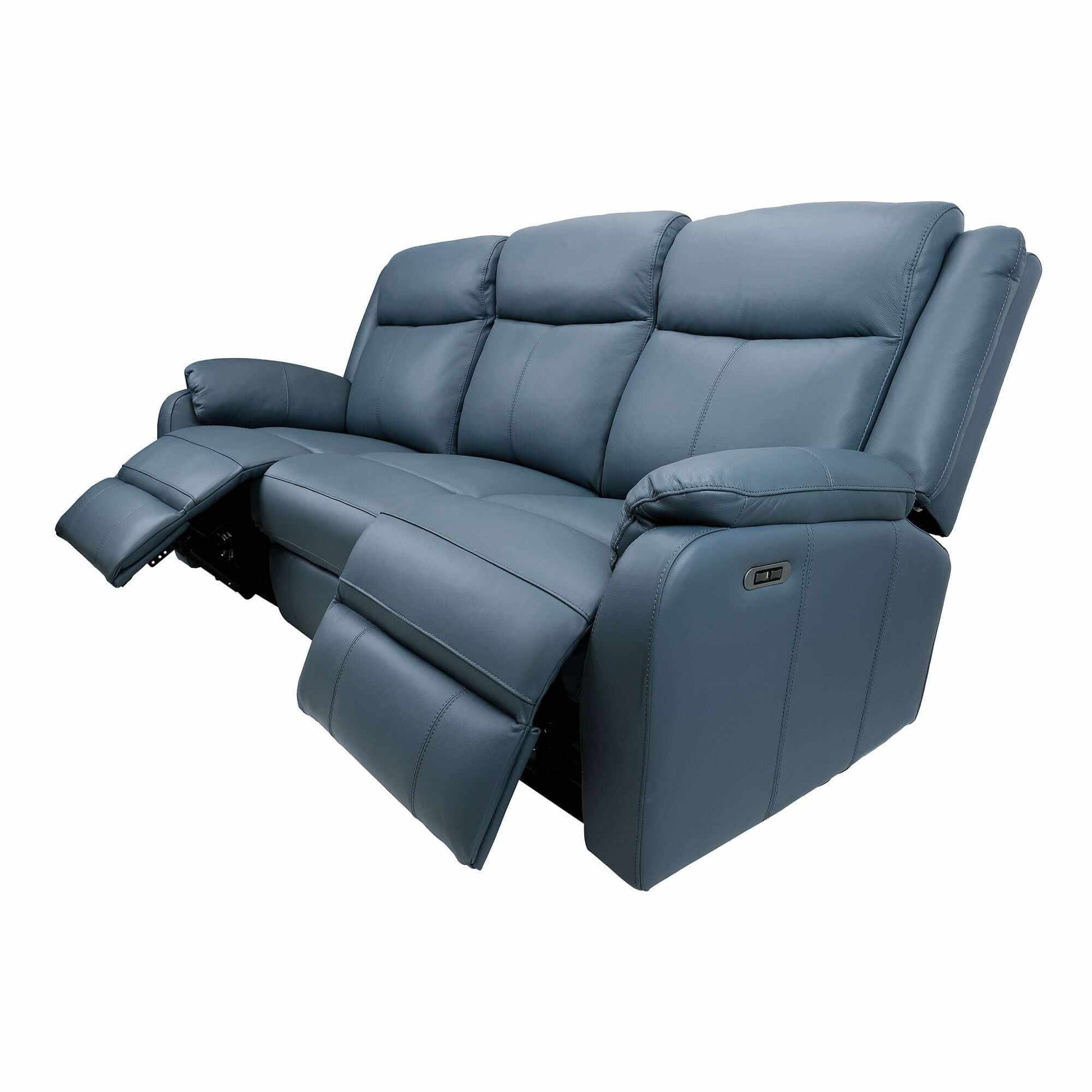 Bella 3+1+1 Seater Genuine Leather Recliner Upholstered Lounge - Blue