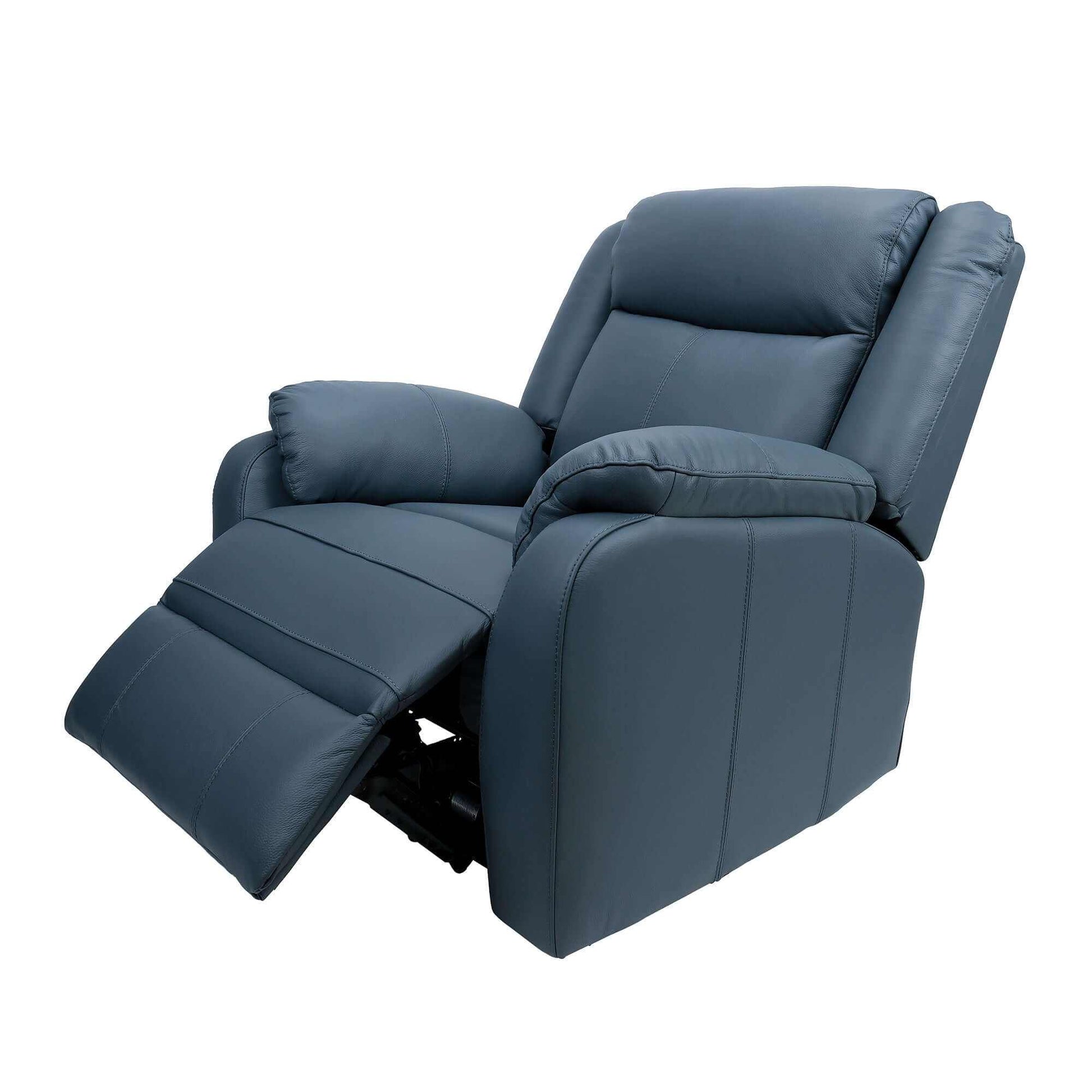 Bella 3+1+1 Seater Genuine Leather Recliner Upholstered Lounge - Blue