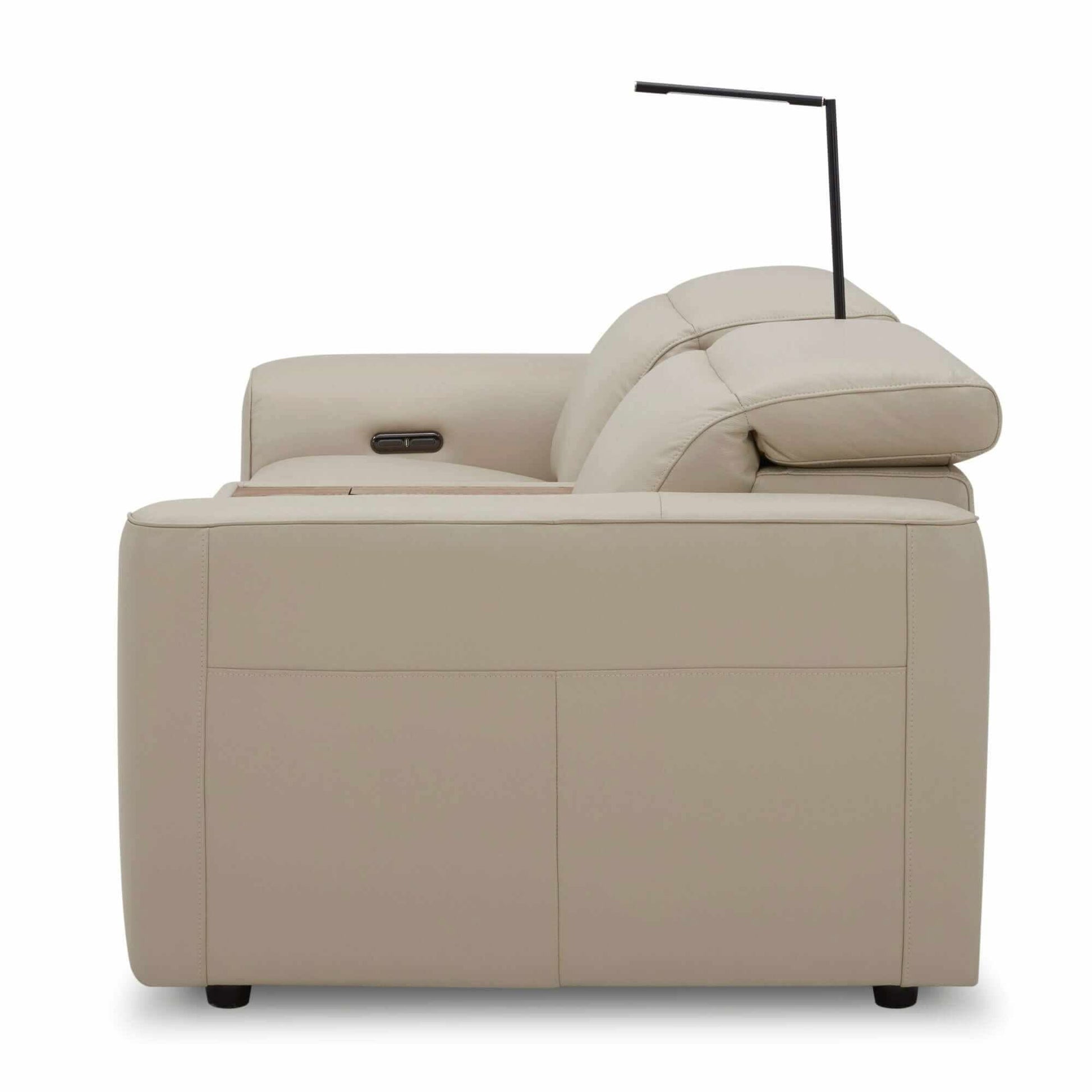 Hallie 2 Seater Leather Sofa Electric Powered Recliner Beige