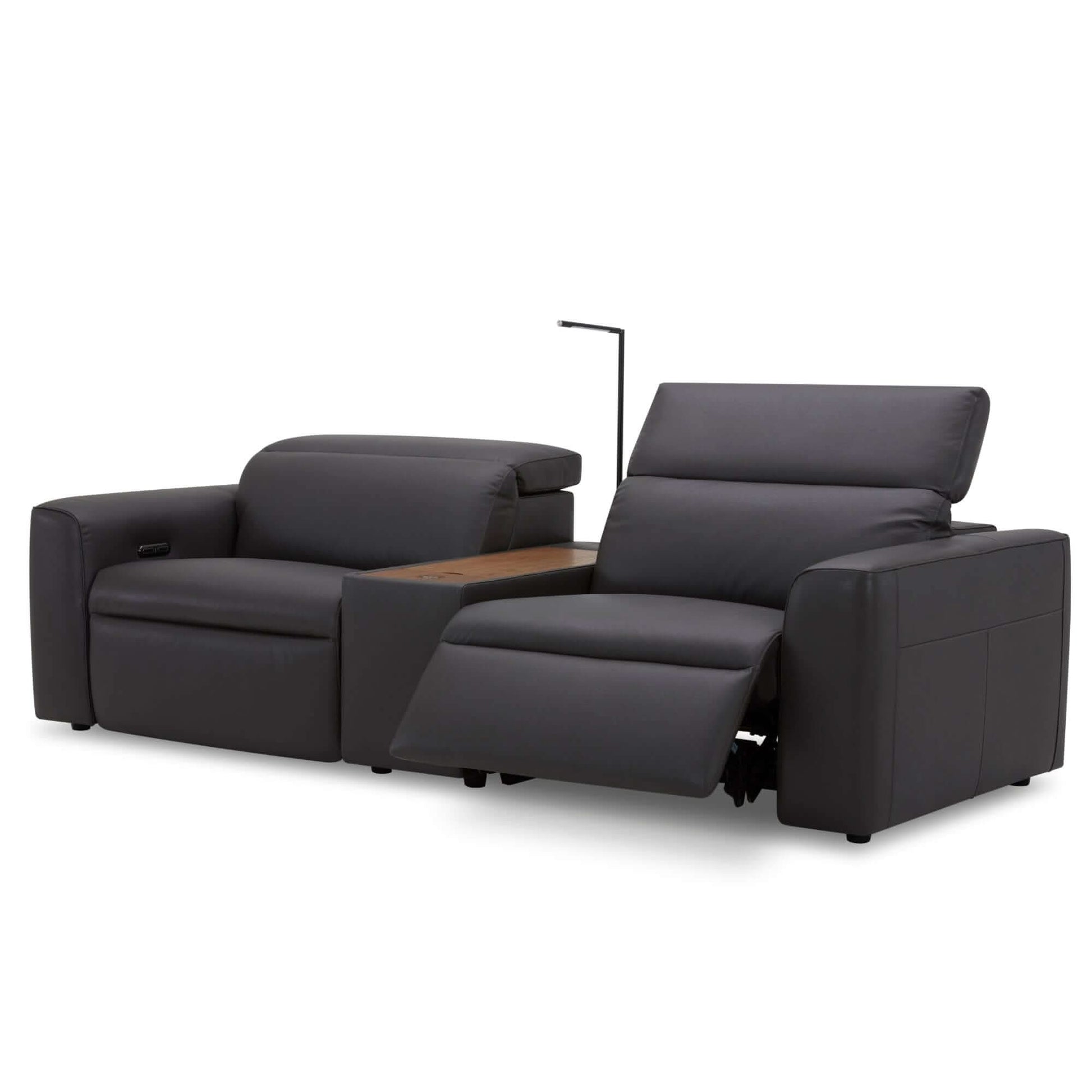Hallie Electric Powered Genuine Leather 2 Seater Recliner Sofa - Graph