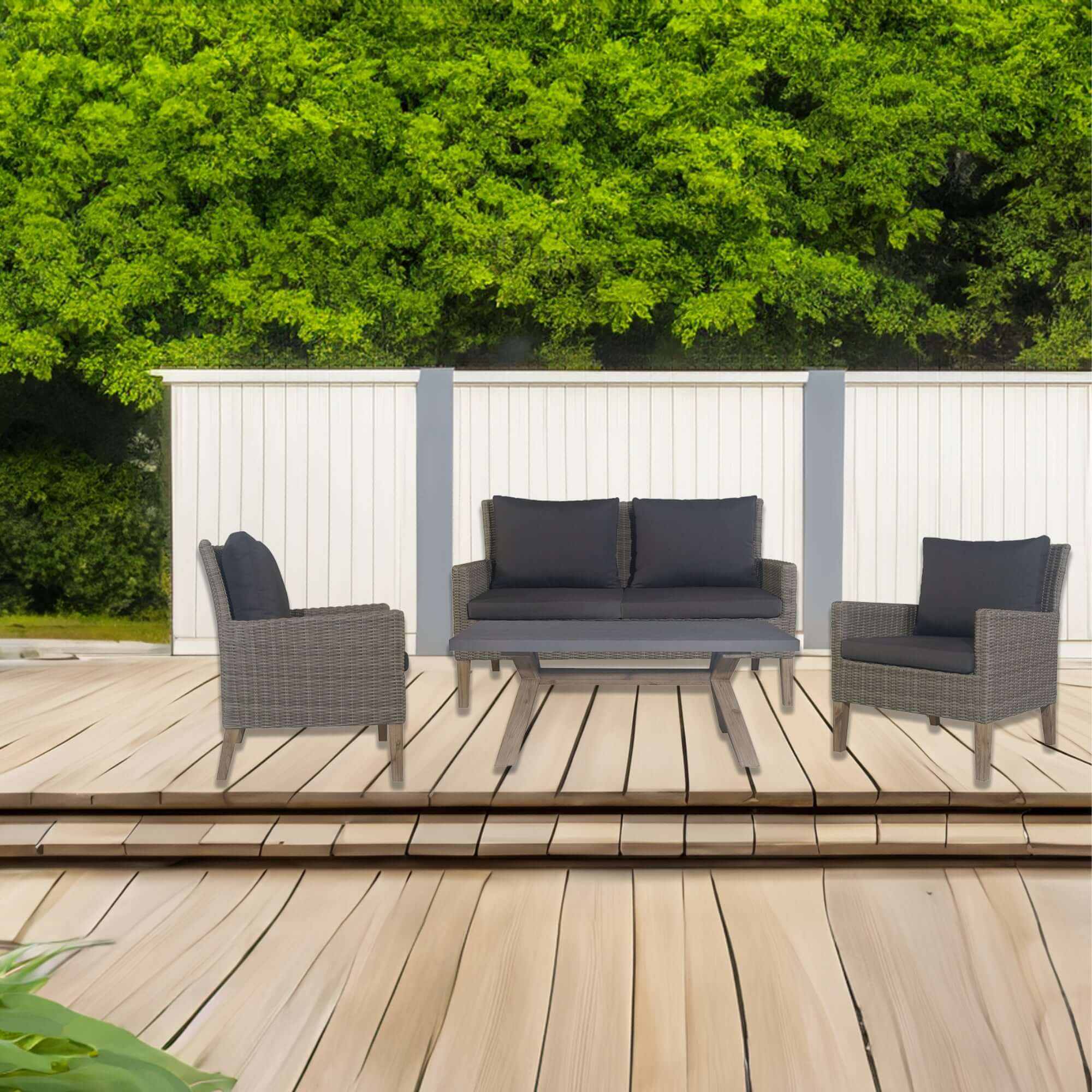 Byron Grey Rattan Garden Furniture 4pc Outdoor Sofa Set