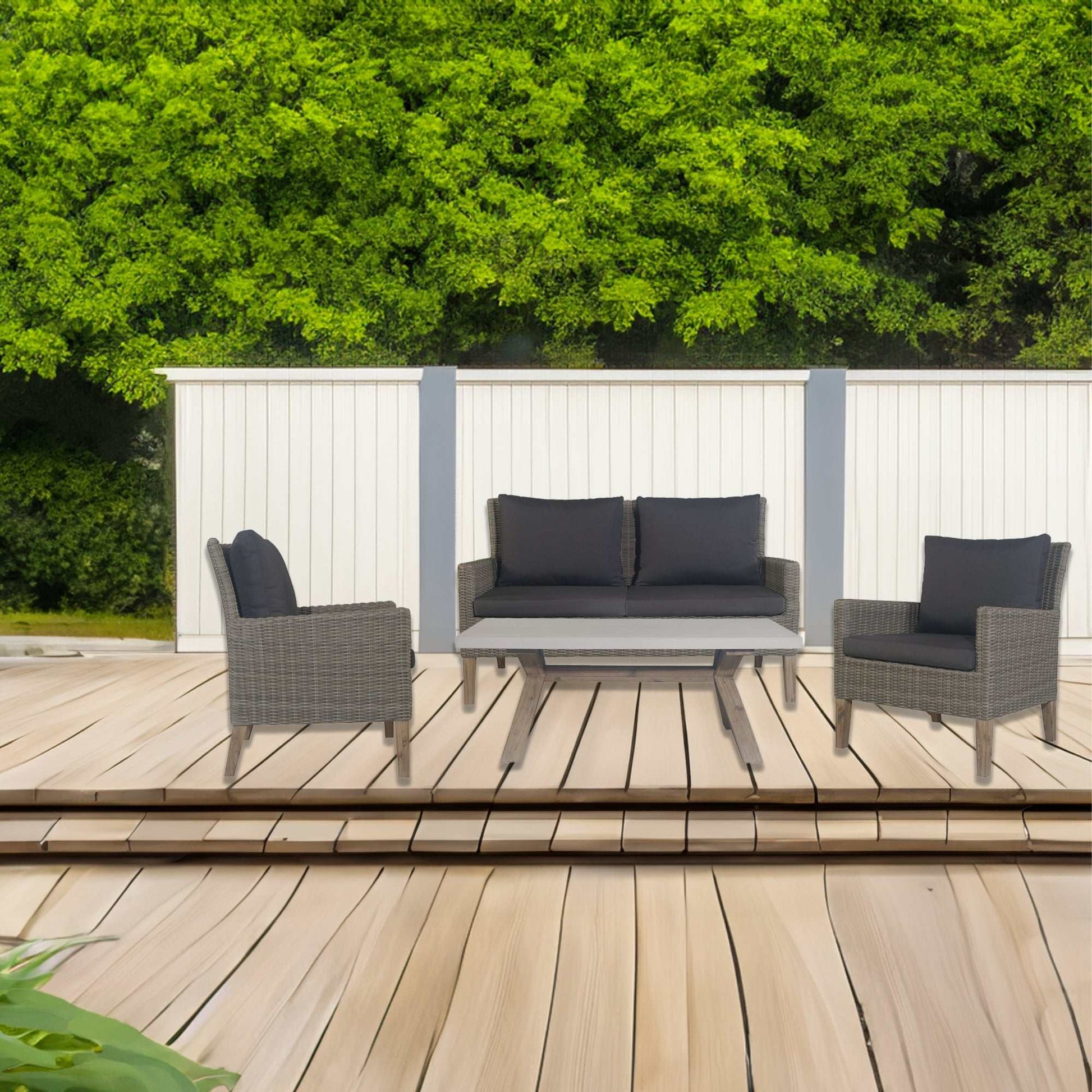 Byron 4pc Rattan Outdoor Sofa Set 2 Seater Wicker Lounge