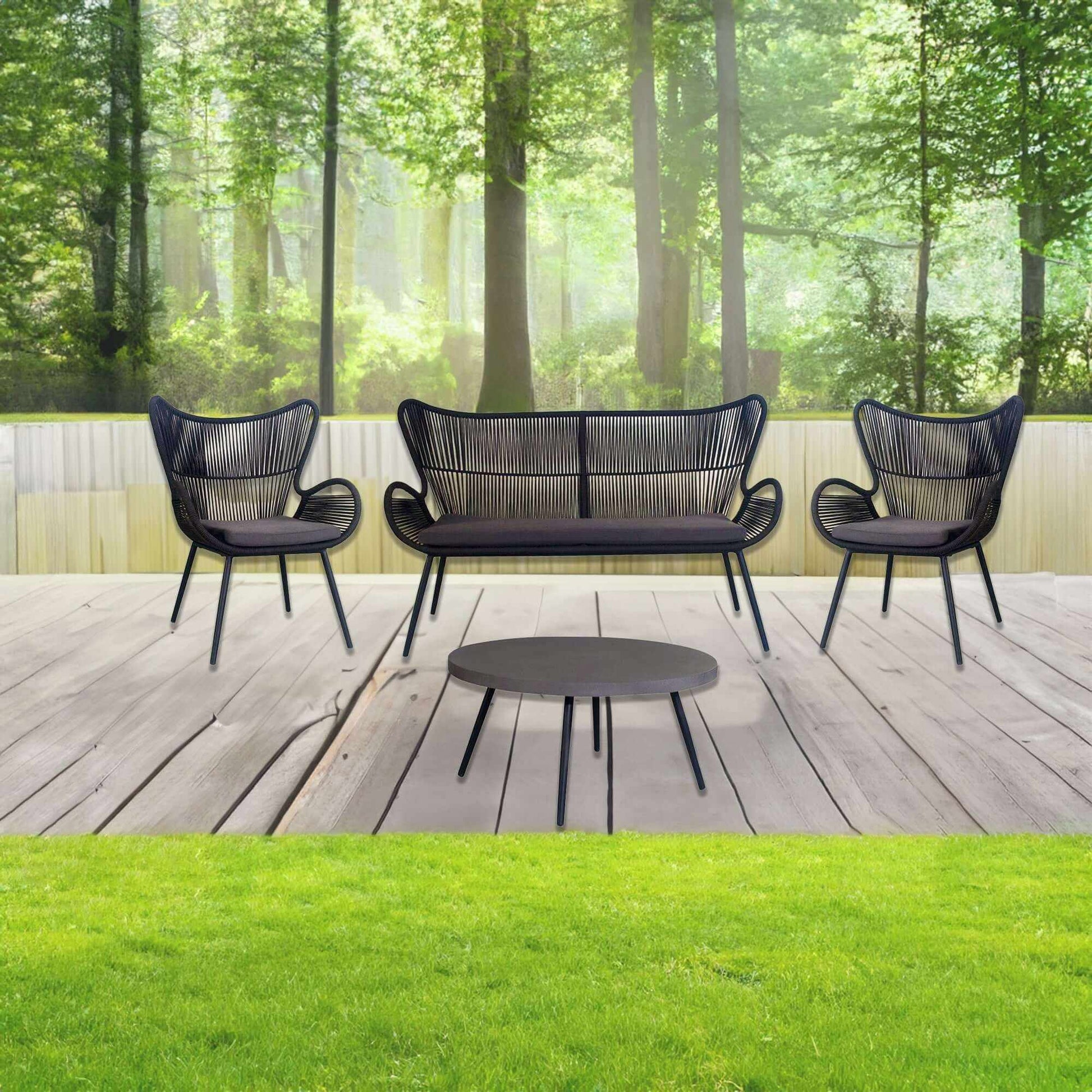 Cairns 4pc Outdoor Sofa Set and Table with Cement Top