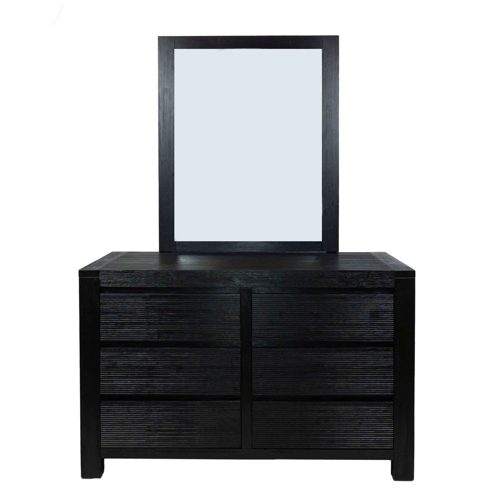 Tofino Dresser 6 Drawer Mirrored Chest - Black
