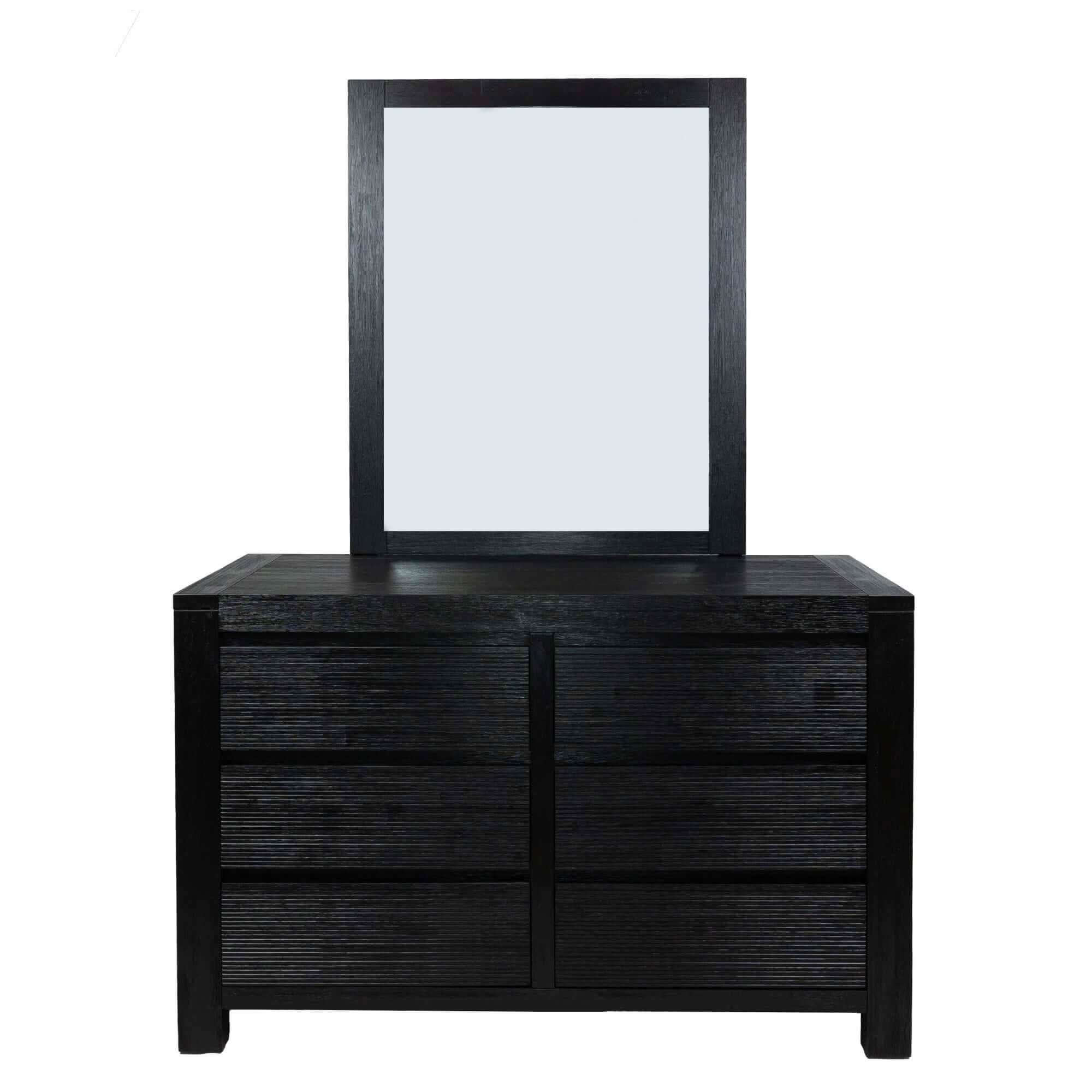 Tofino Dresser 6 Drawer Mirrored Chest - Black