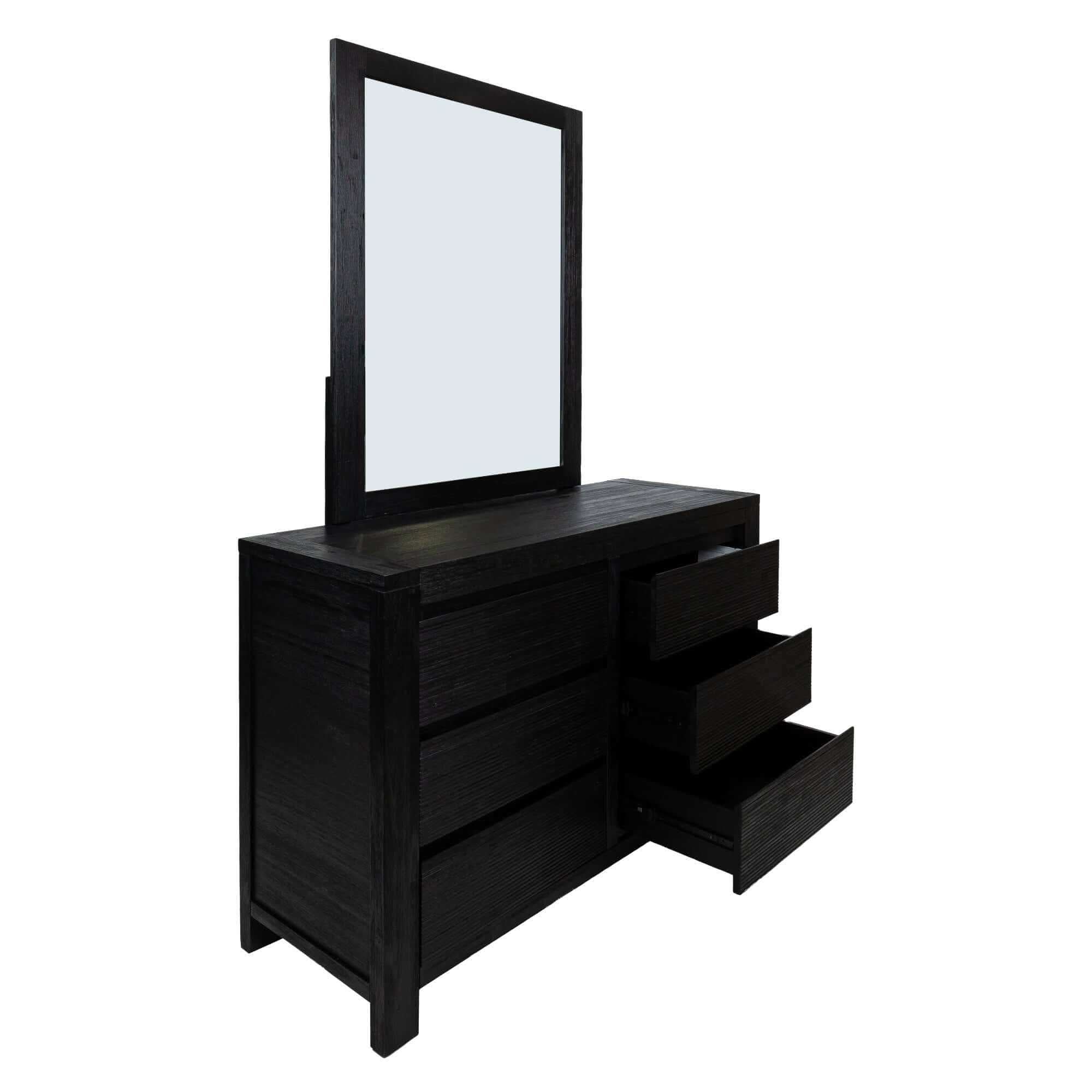 Tofino Dresser 6 Drawer Mirrored Chest - Black