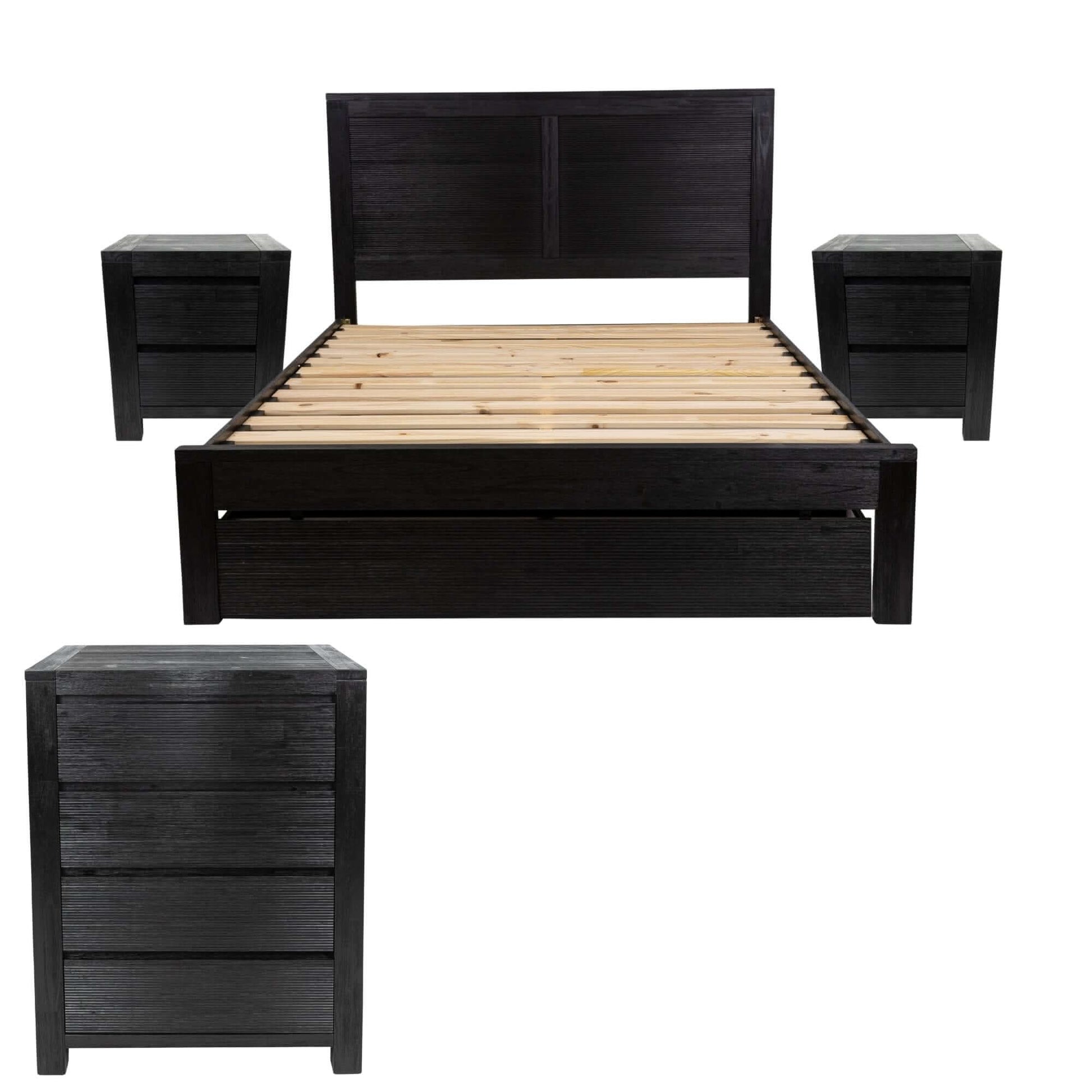 Tofino 4pc King Bedroom Set Furniture Package - Black