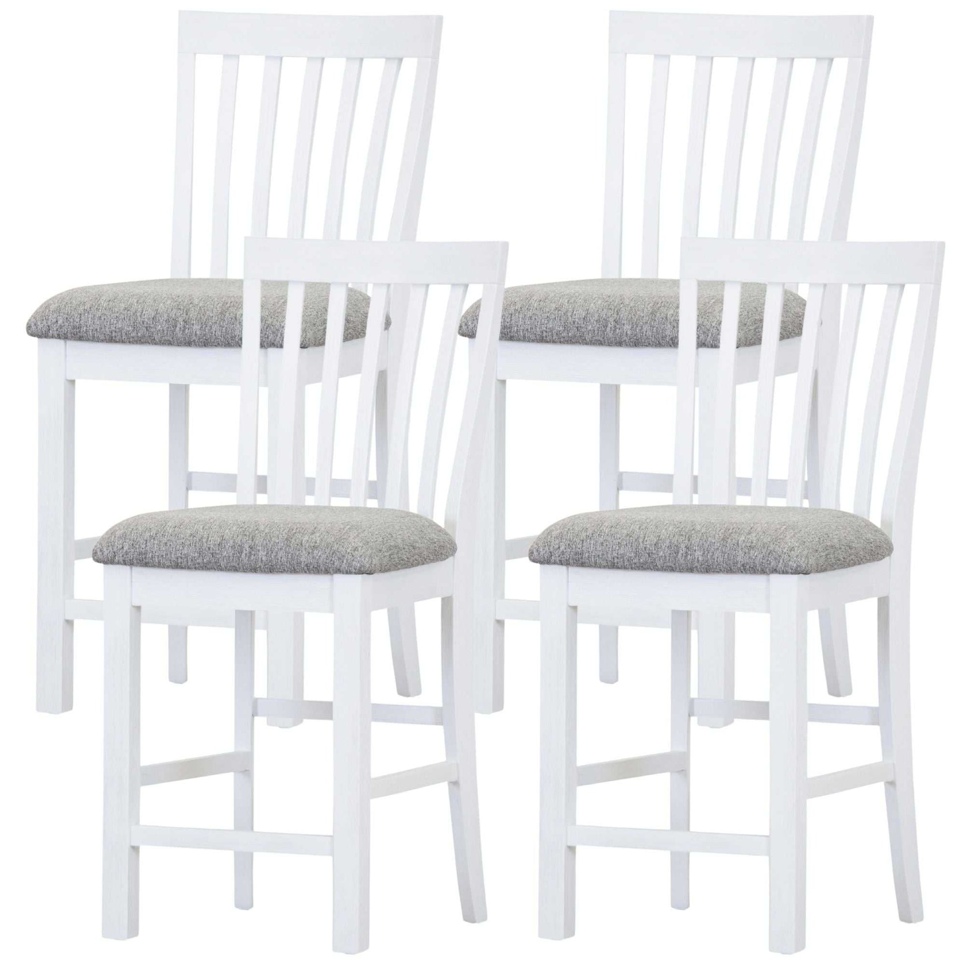 Laelia Tall Bar Chair Stool Set of 4 Solid Acacia Wood Coastal Furnitu
