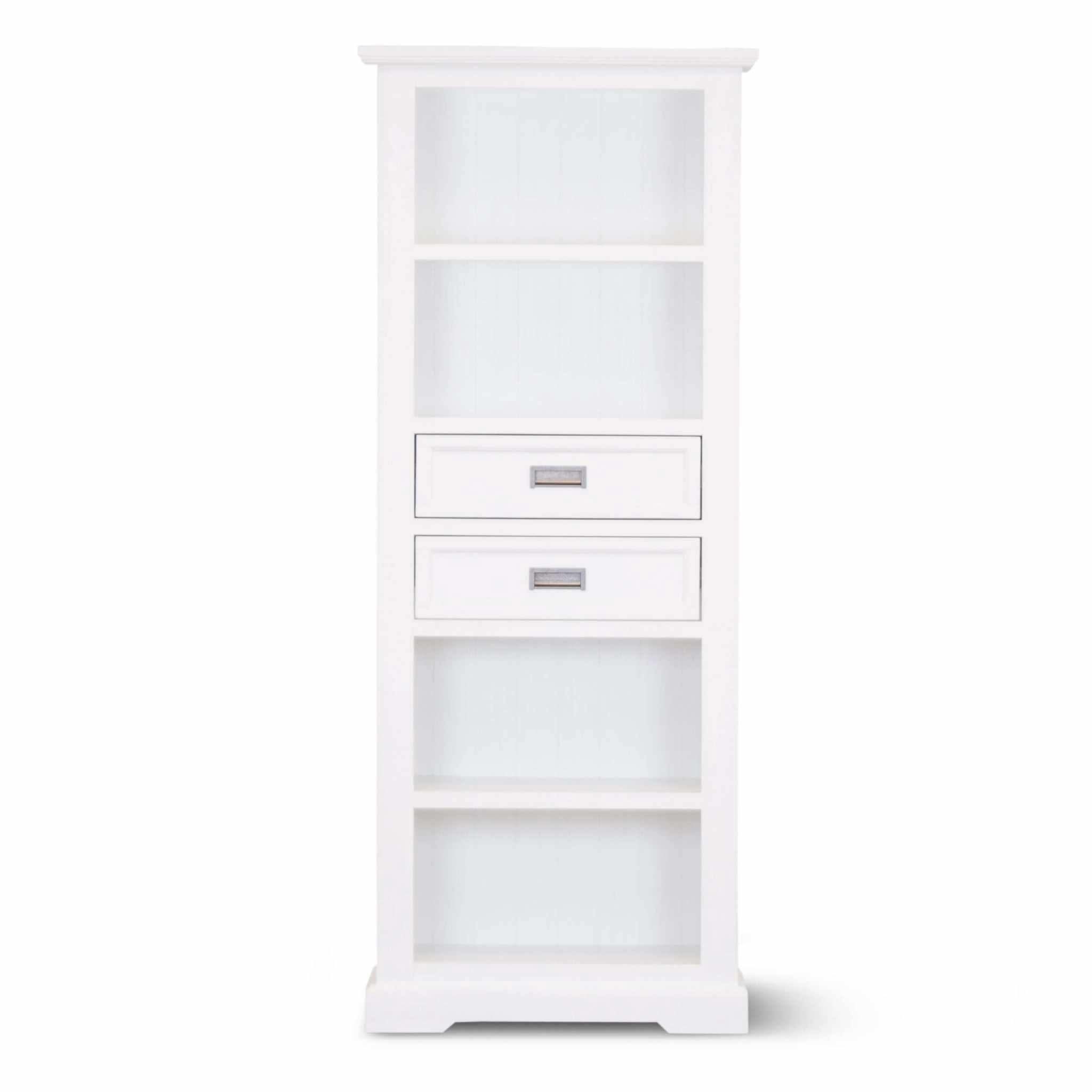 Laelia 4 Tier White Bookcase Solid Acacia Wood Coastal Furniture