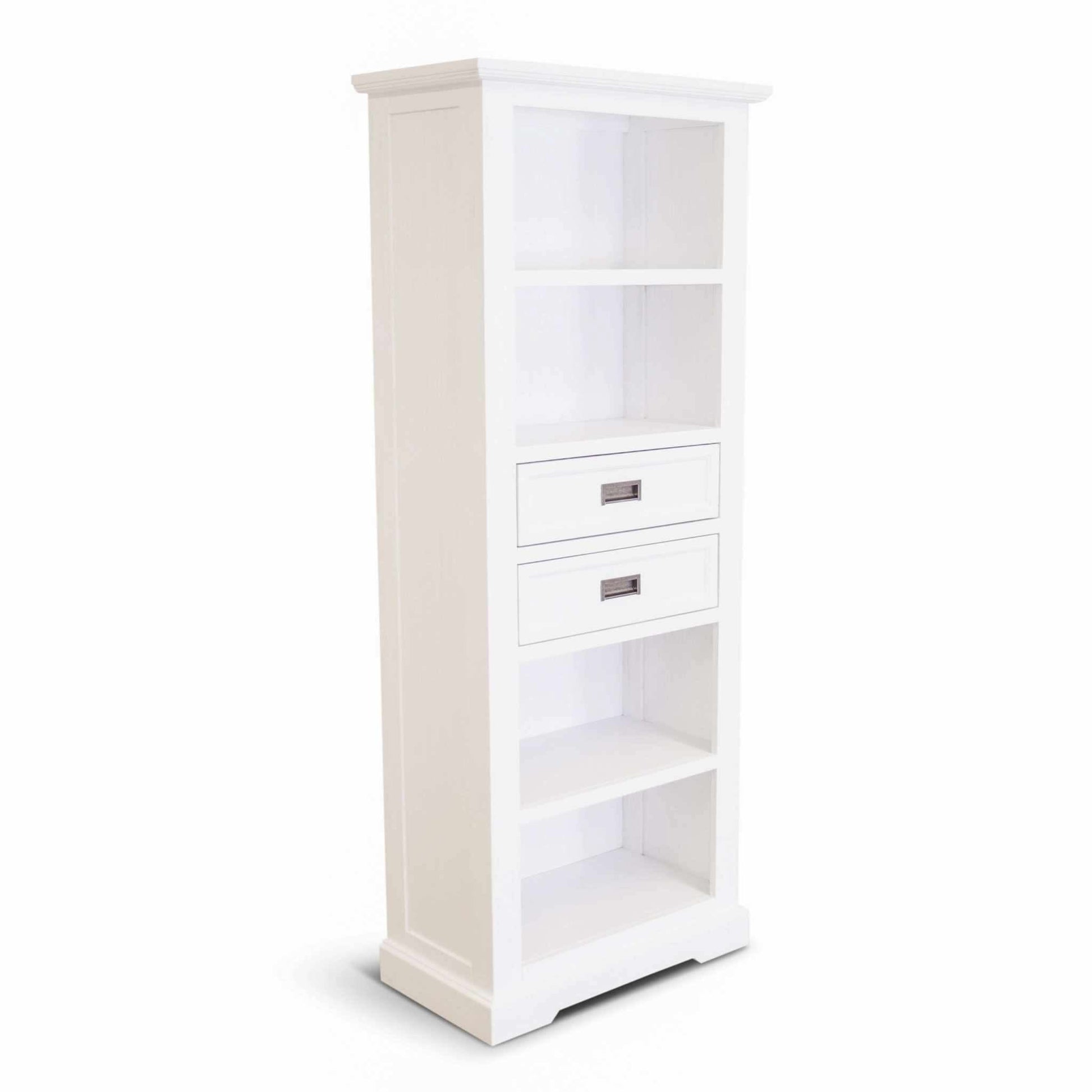 Laelia 4 Tier White Bookcase Solid Acacia Wood Coastal Furniture