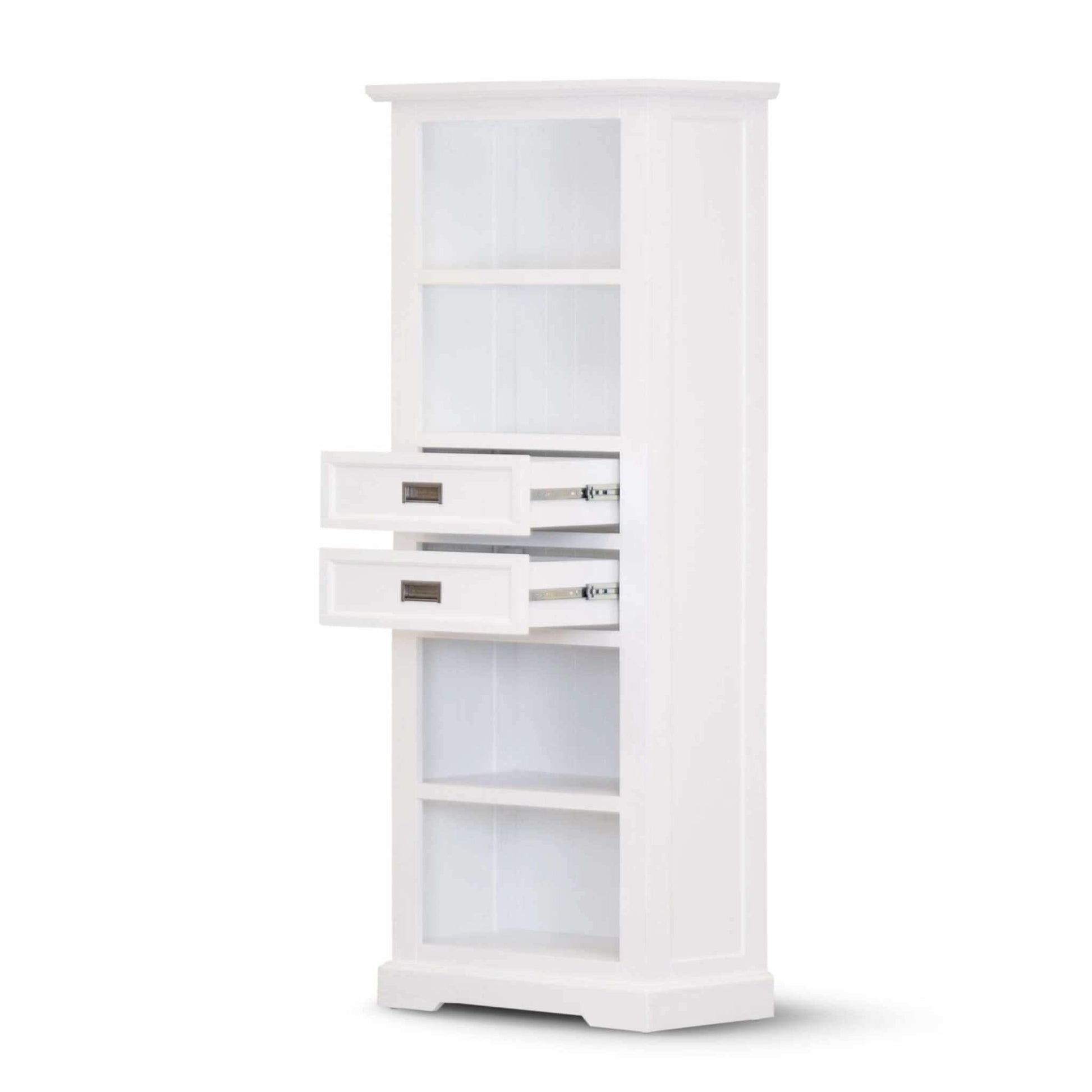 Laelia 4 Tier White Bookcase Solid Acacia Wood Coastal Furniture