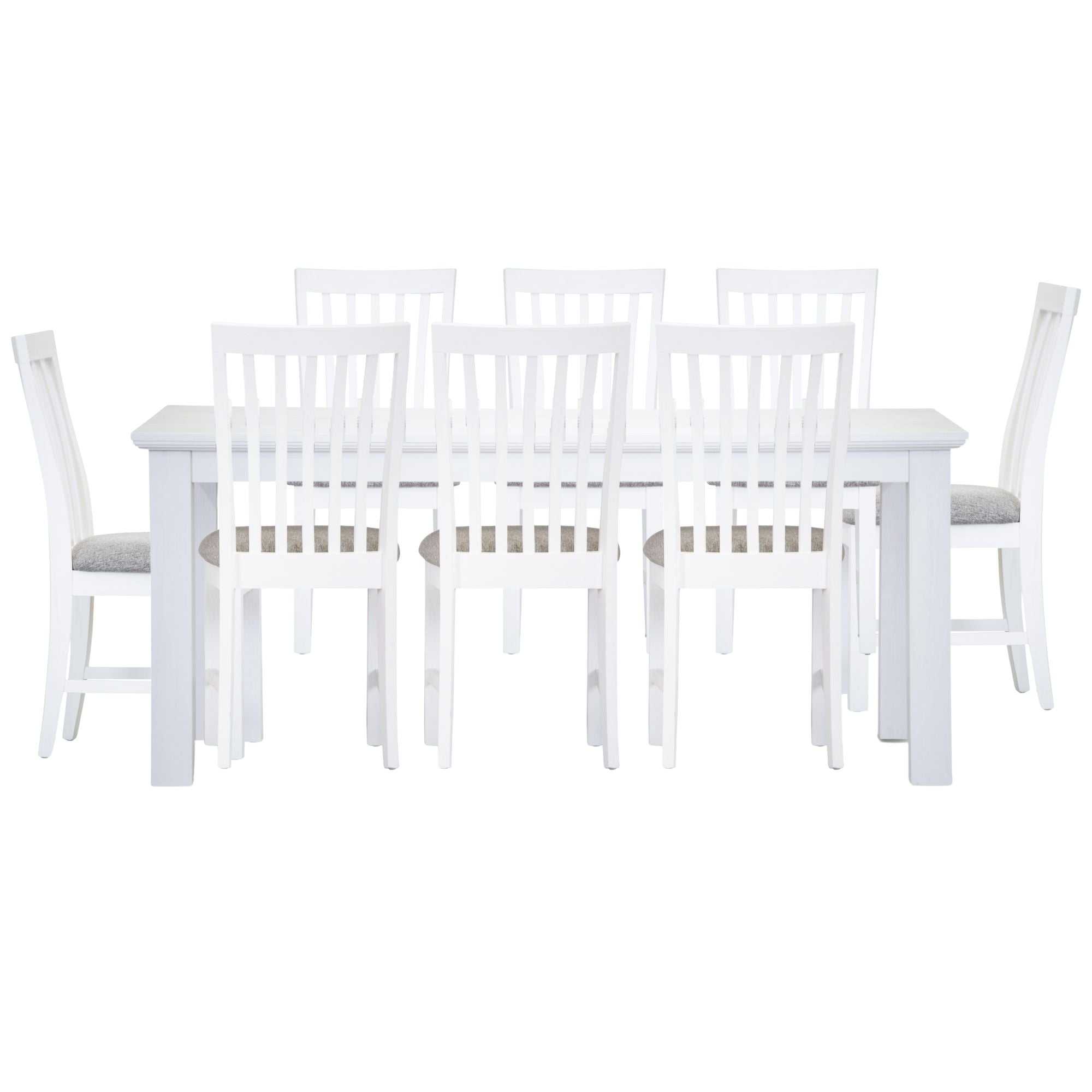 Laelia 9pc Dining Set 220cm Table 8 Chair Acacia Wood Coastal Furniture - White