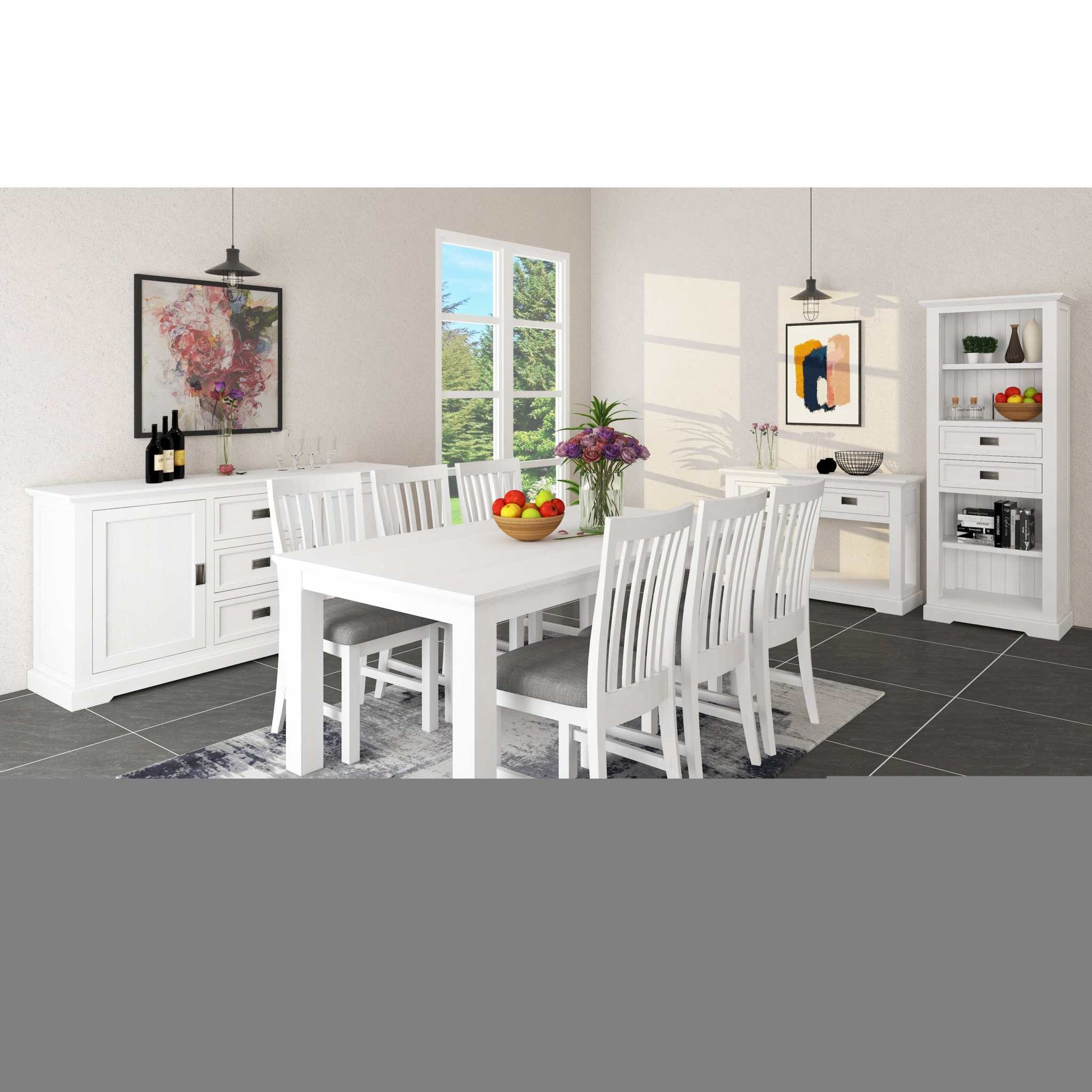 Laelia 9pc Dining Set 220cm Table 8 Chair Coastal Furniture White