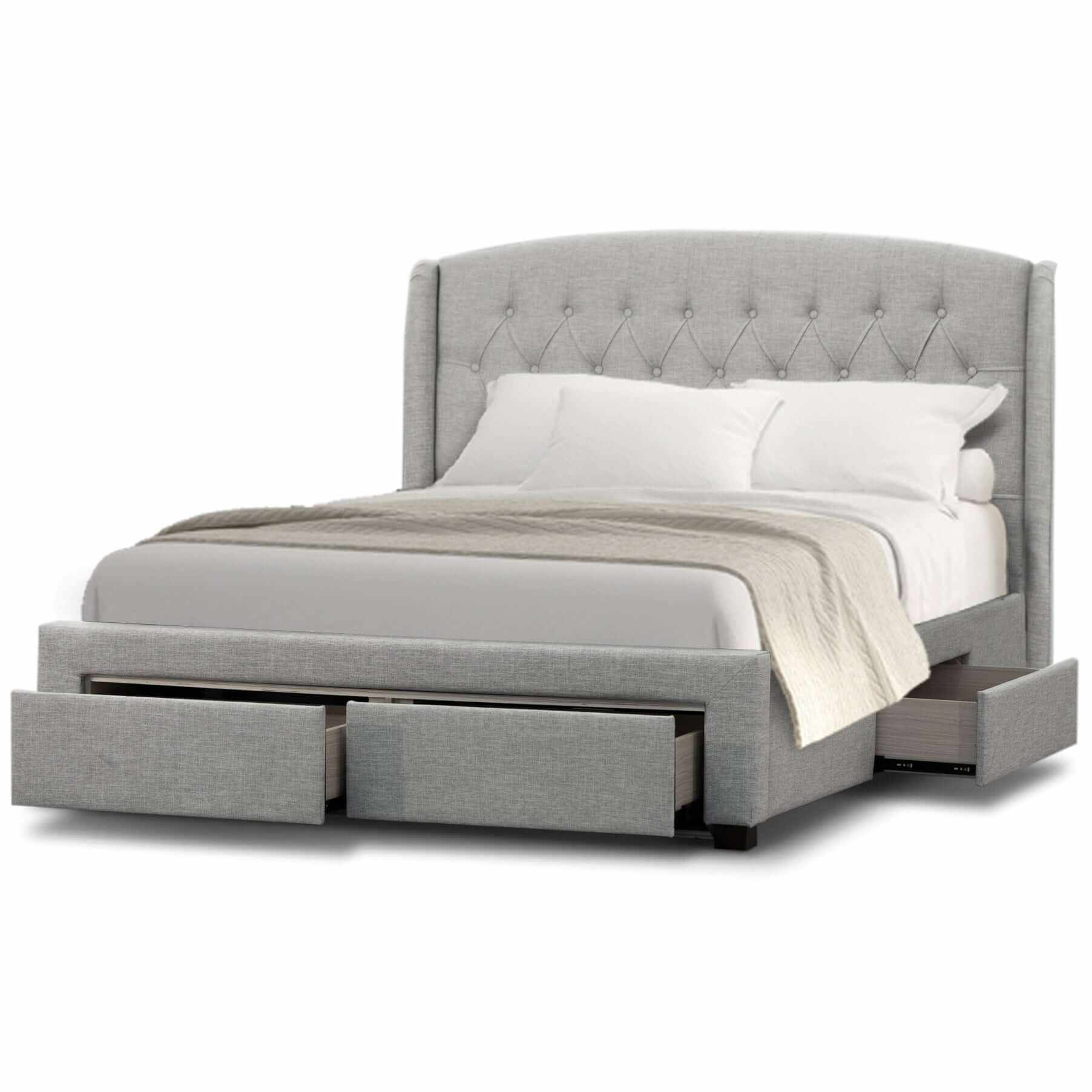 Honeydew King Bed Frame With Drawer - Beige