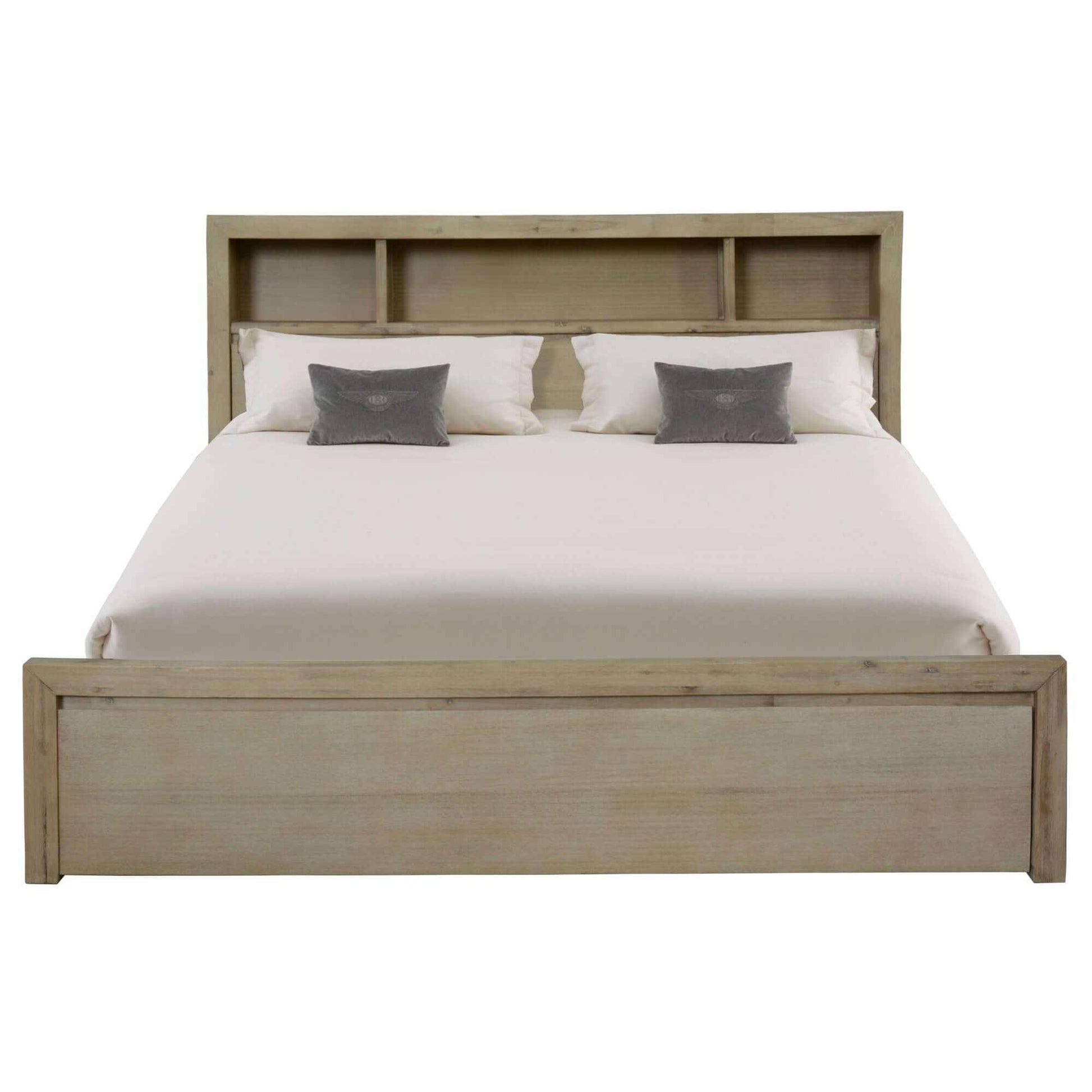 Brunet Wooden King Size Bed Frame With Storage Drawers - Brush Smoke