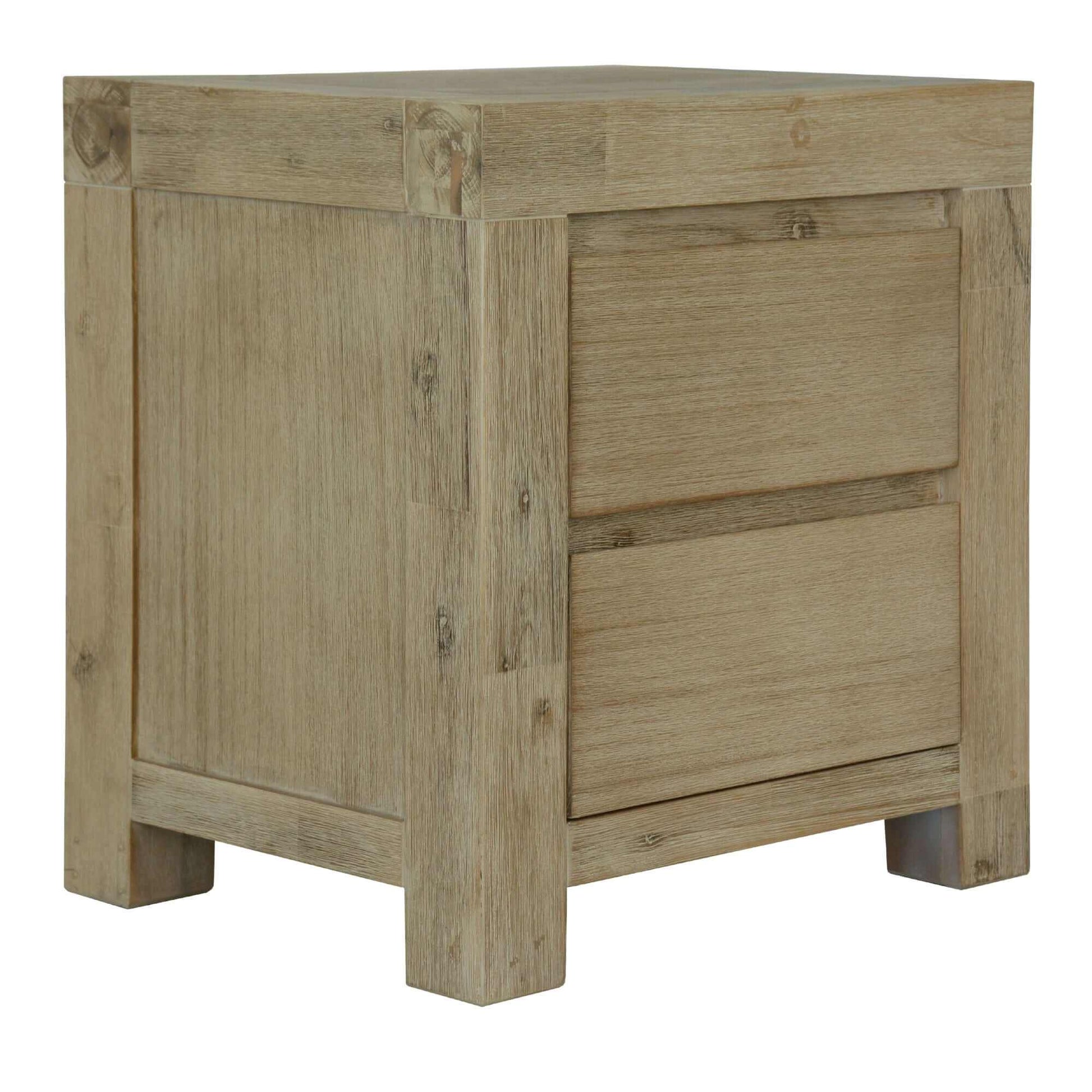 Brunet Two Drawer Bedside Table - Brush Smoke