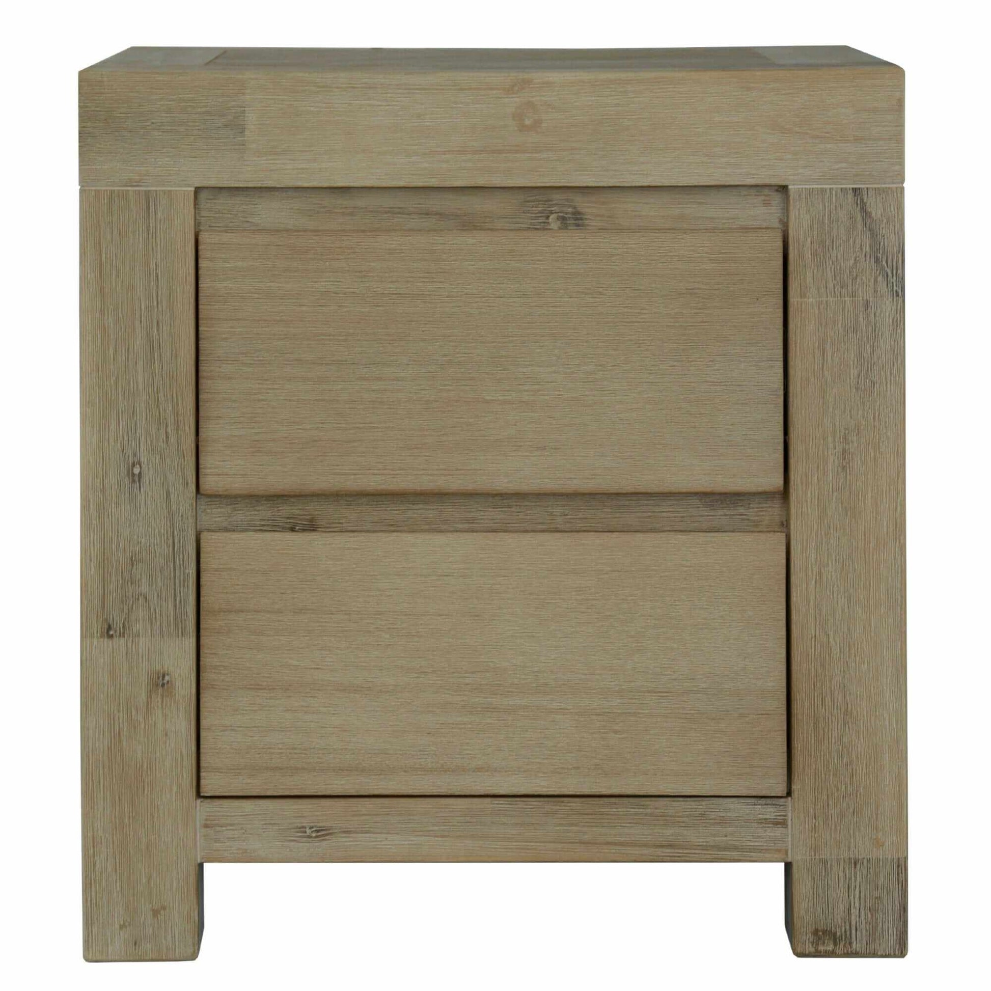 Brunet Two Drawer Bedside Table - Brush Smoke
