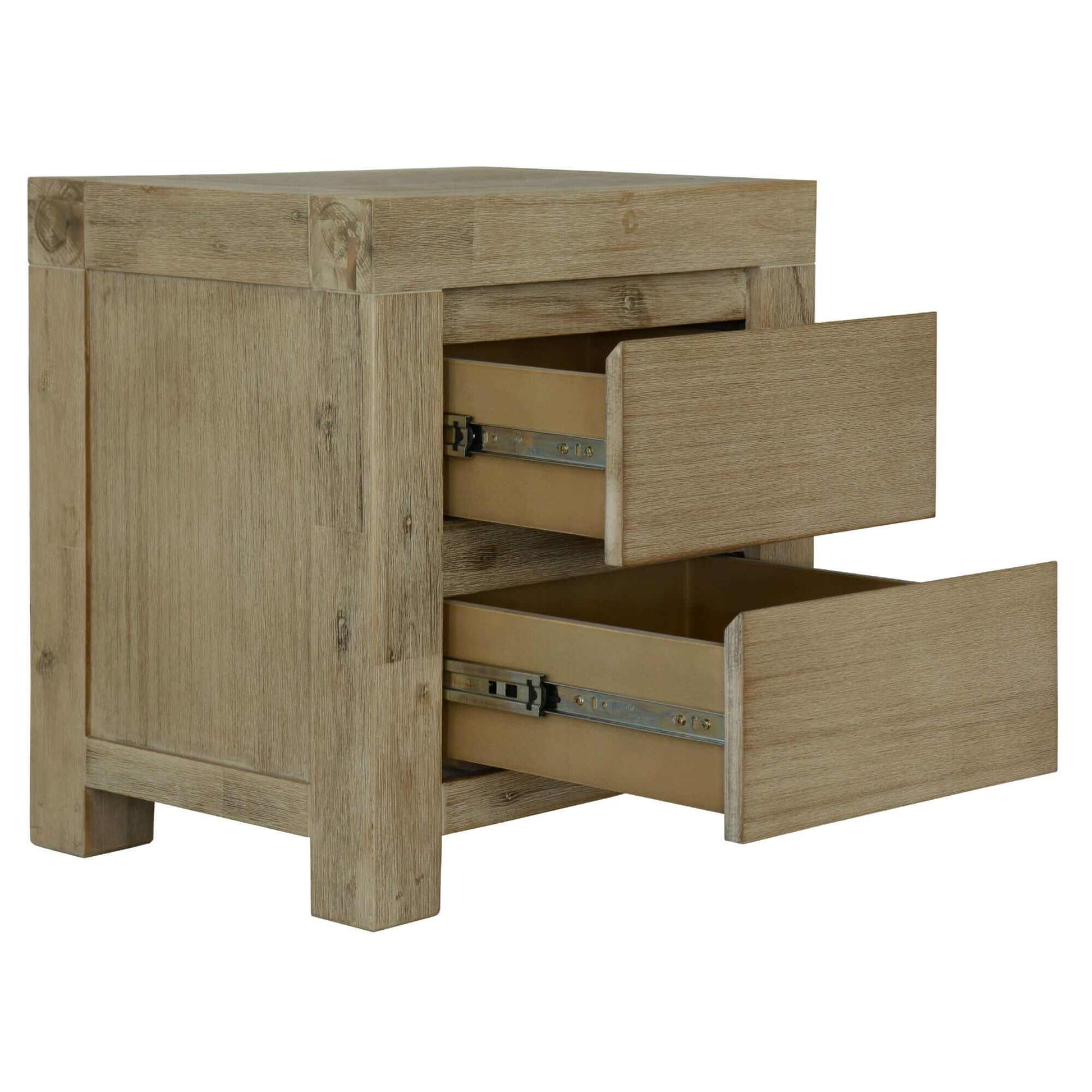 Brunet Two Drawer Bedside Table - Brush Smoke