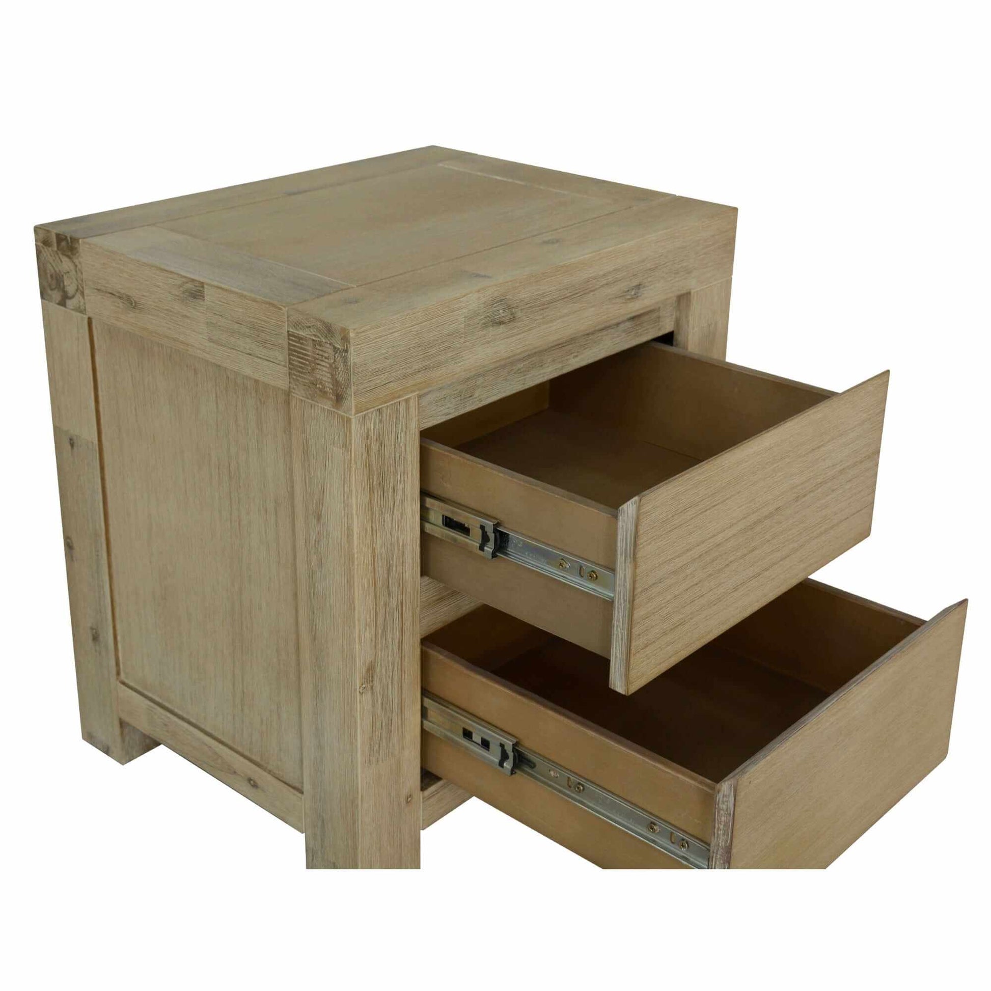 Brunet Two Drawer Bedside Table - Brush Smoke