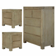 Brunet Bedroom Furniture Sets 2 Bedside And Tallboy - Brush Smoke