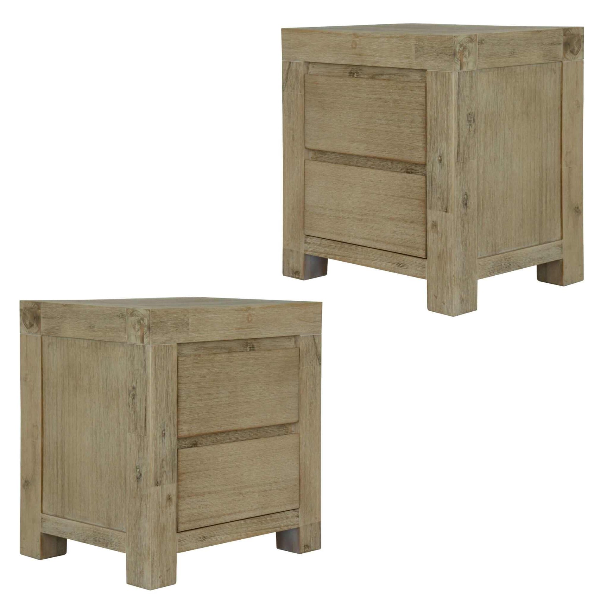 Brunet Set of 2 Bedside Tables 2 Drawers Cabinet Nightstand Table Brus