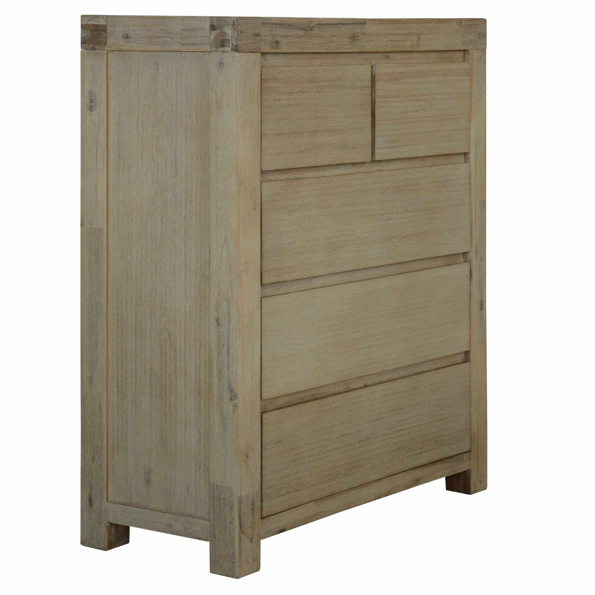 Brunet Tallboy 5 Drawer Chest Cabinet - Brush Smoke