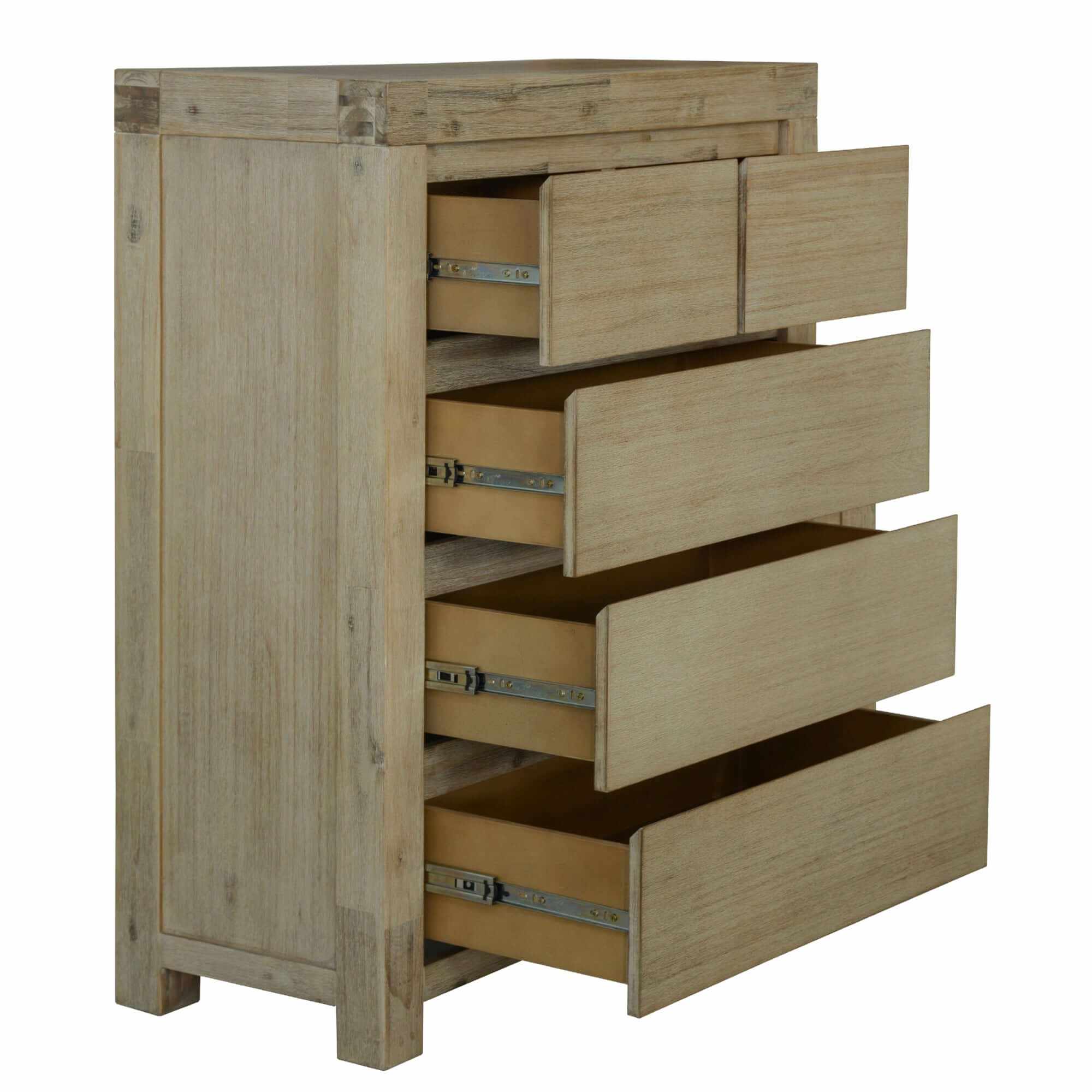 Brunet Tallboy 5 Drawer Chest Cabinet - Brush Smoke