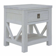 Mindi Wood Whitewash Nightstand Bedroom Cabinet