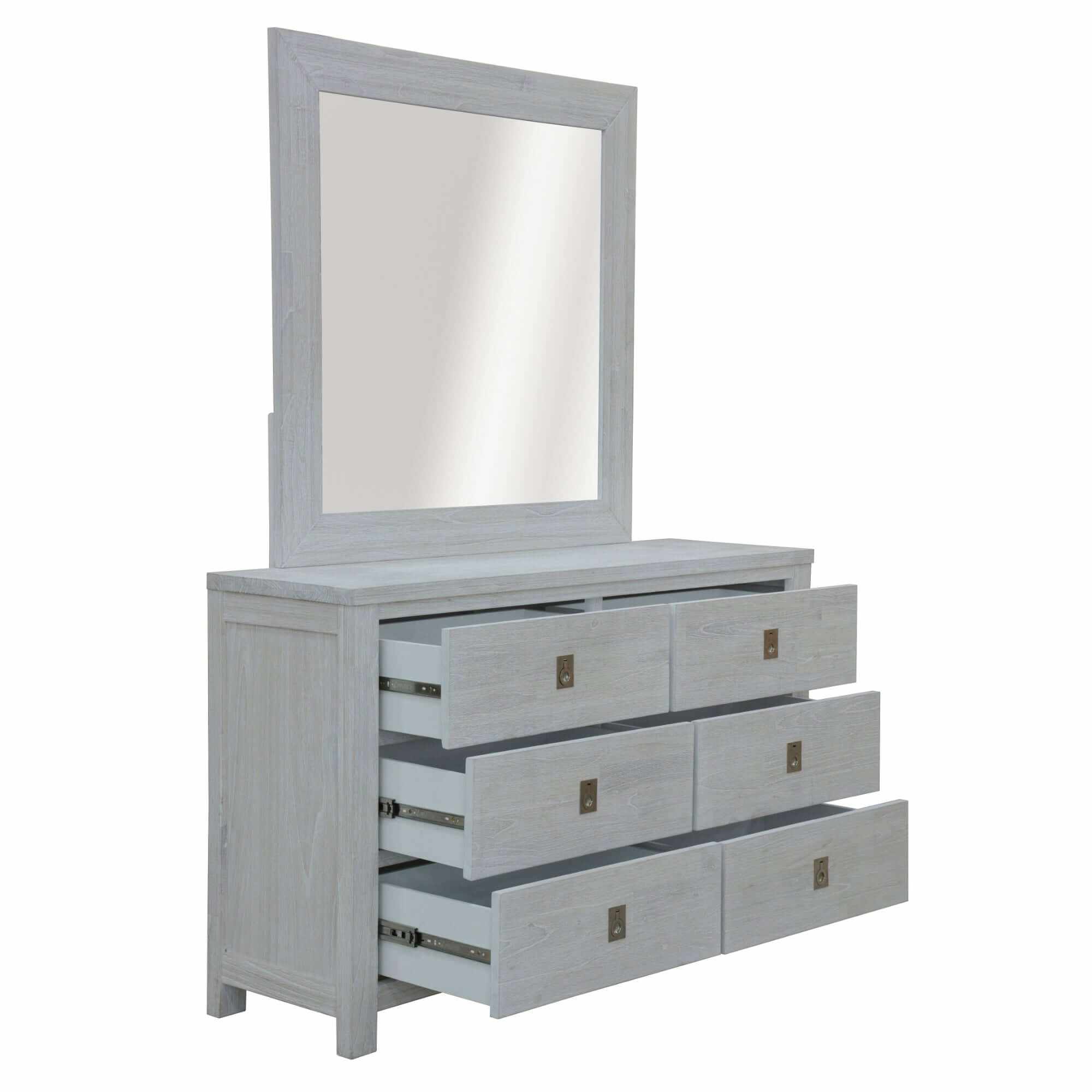 Myer Mirror Dresser And Nightstand Set of 2 Storage Cabinet - White Wa