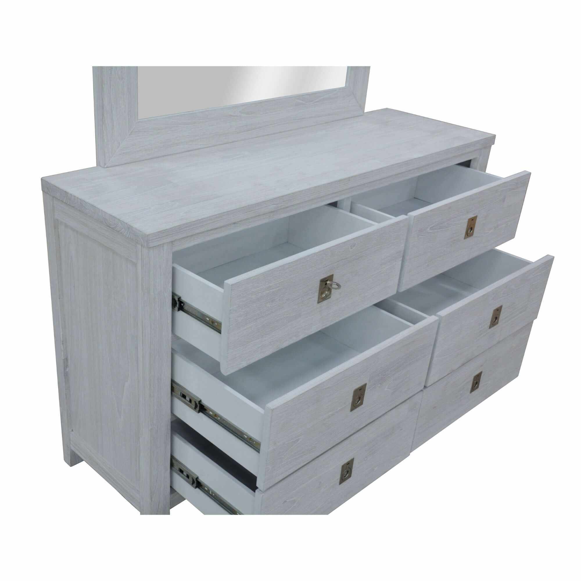 Myer Mirror Dresser And Nightstand Set of 2 Storage Cabinet - White Wa