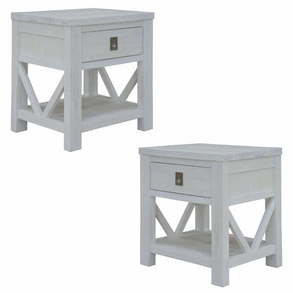 Myer 2pc Set Bedside Tables Storage Cabinet Shelf Side End Table White