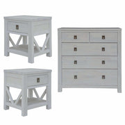 Myer 3pc Bedroom Furniture Set White Wash Finish