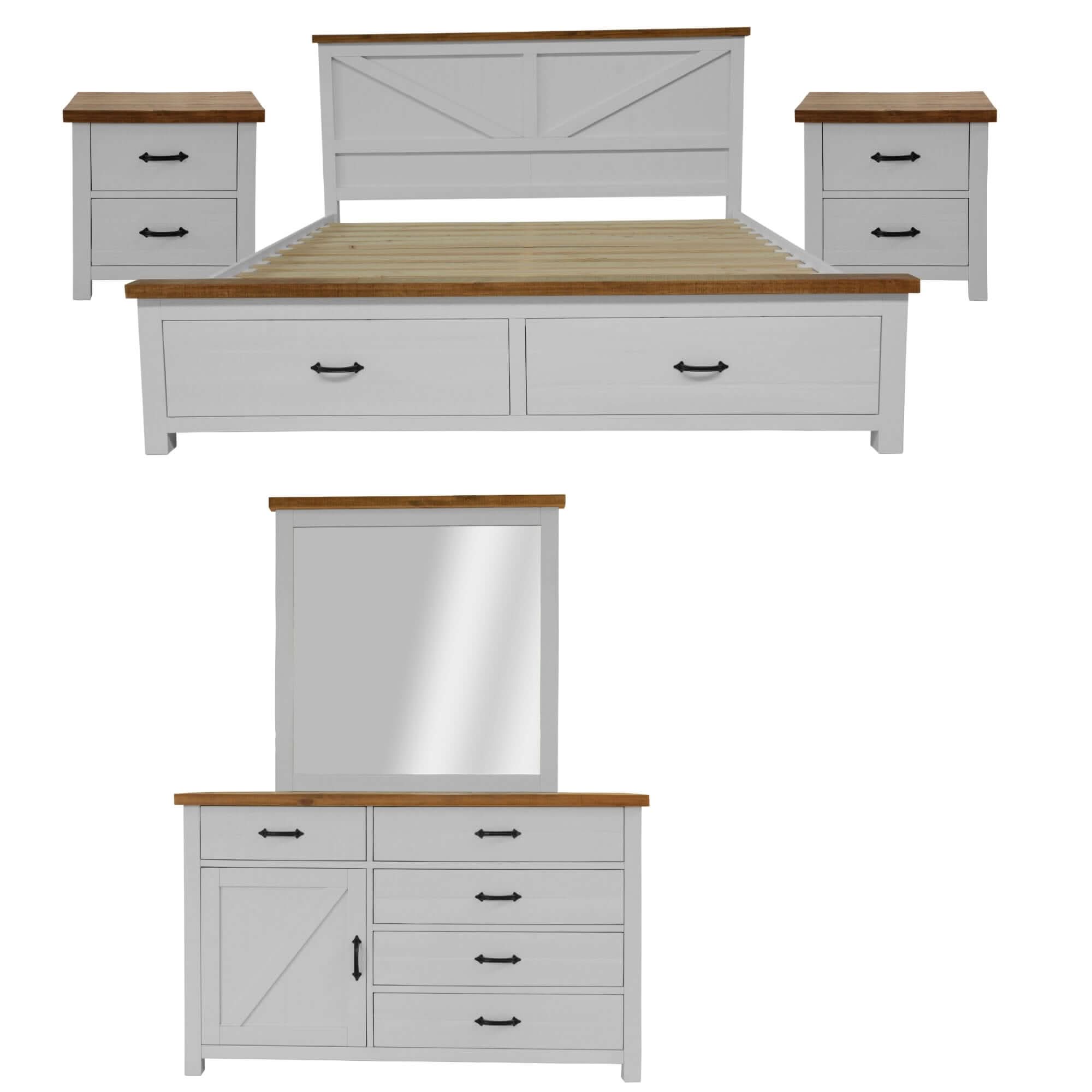 Grandy 5 piece Bedroom Set King - White Brown
