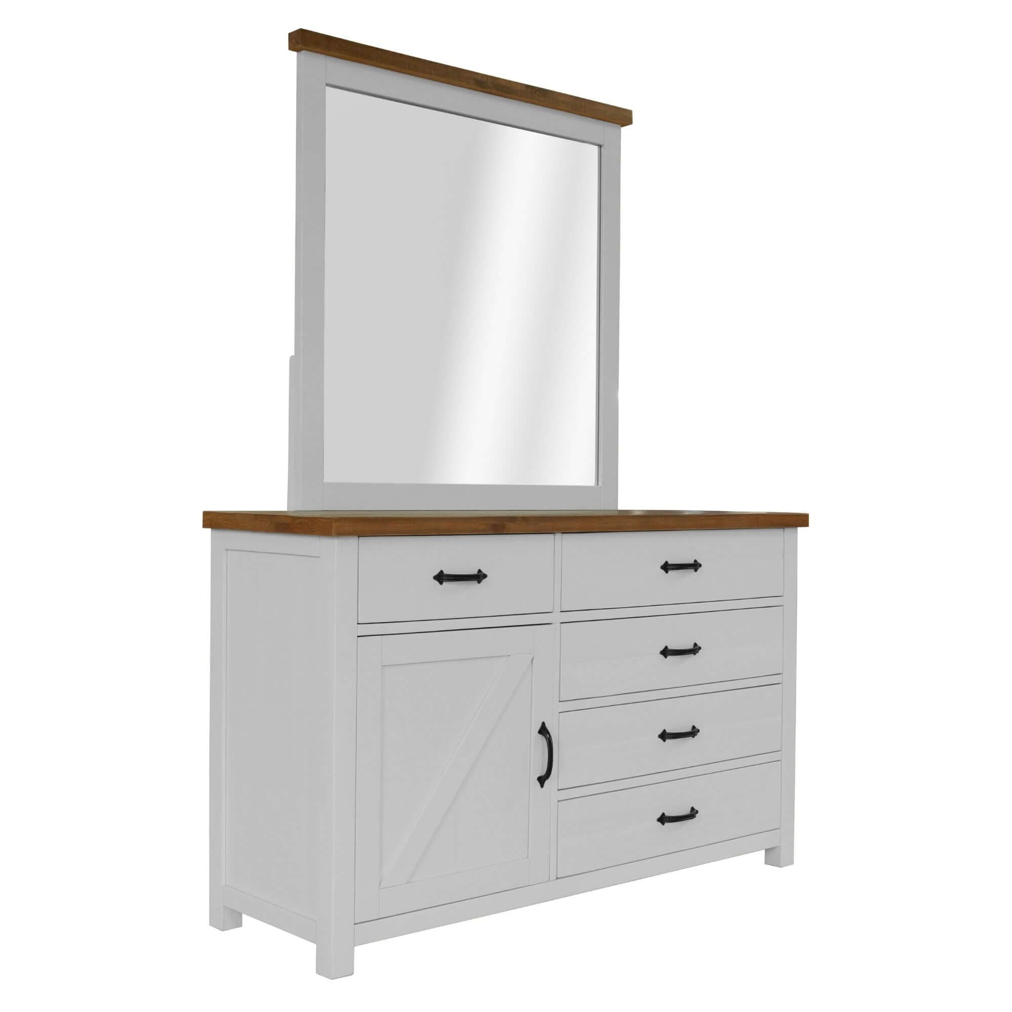 Grandy 2 Bedside and Dresser Set - White Brown